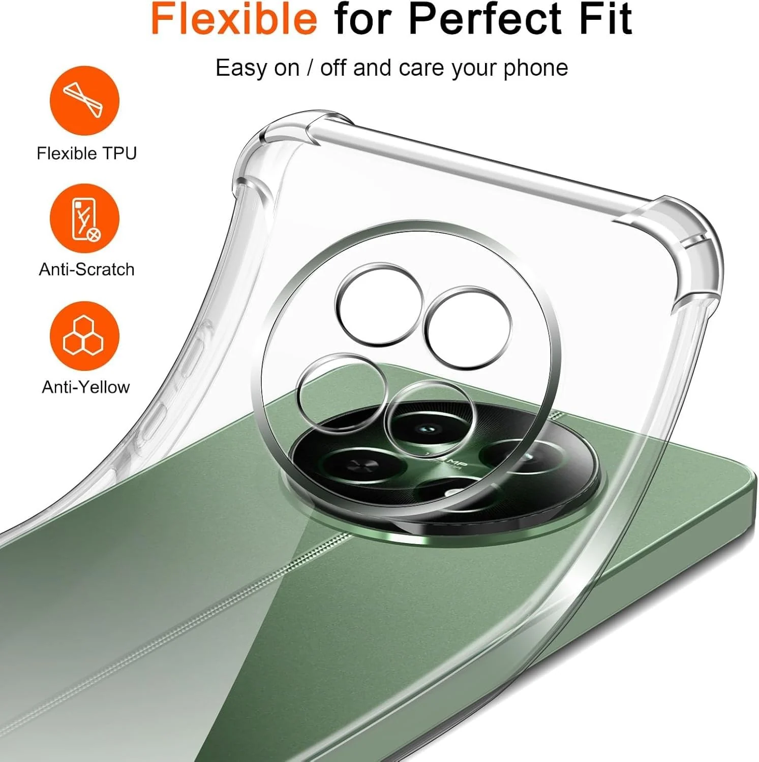 DL3 Mobilak Case Compatible with realme 13 5G / realme 12 5G / realme 12x 5G, Cover Silicone TPU Anti-shock Protector Camera Shockproof Corners - Clear