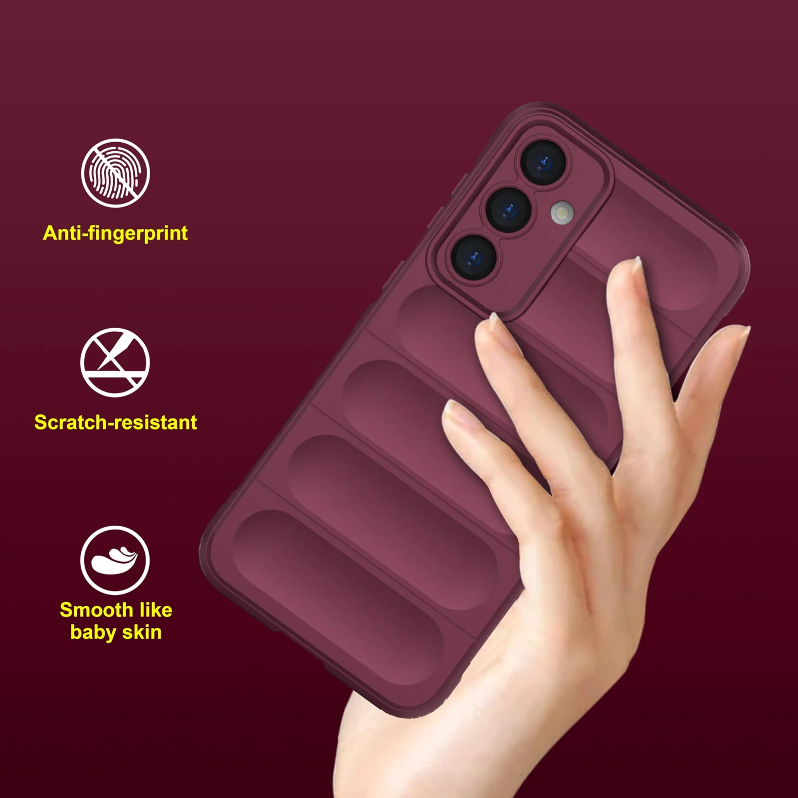 DL3 Mobilak Silicone Case for Samsung Galaxy S23 FE 5G Heavy Duty Protective [Slim Fit] Shockproof Soft Flexible Protective Design Shock-Absorption TPU Cover With Camera Protection - Wine Red