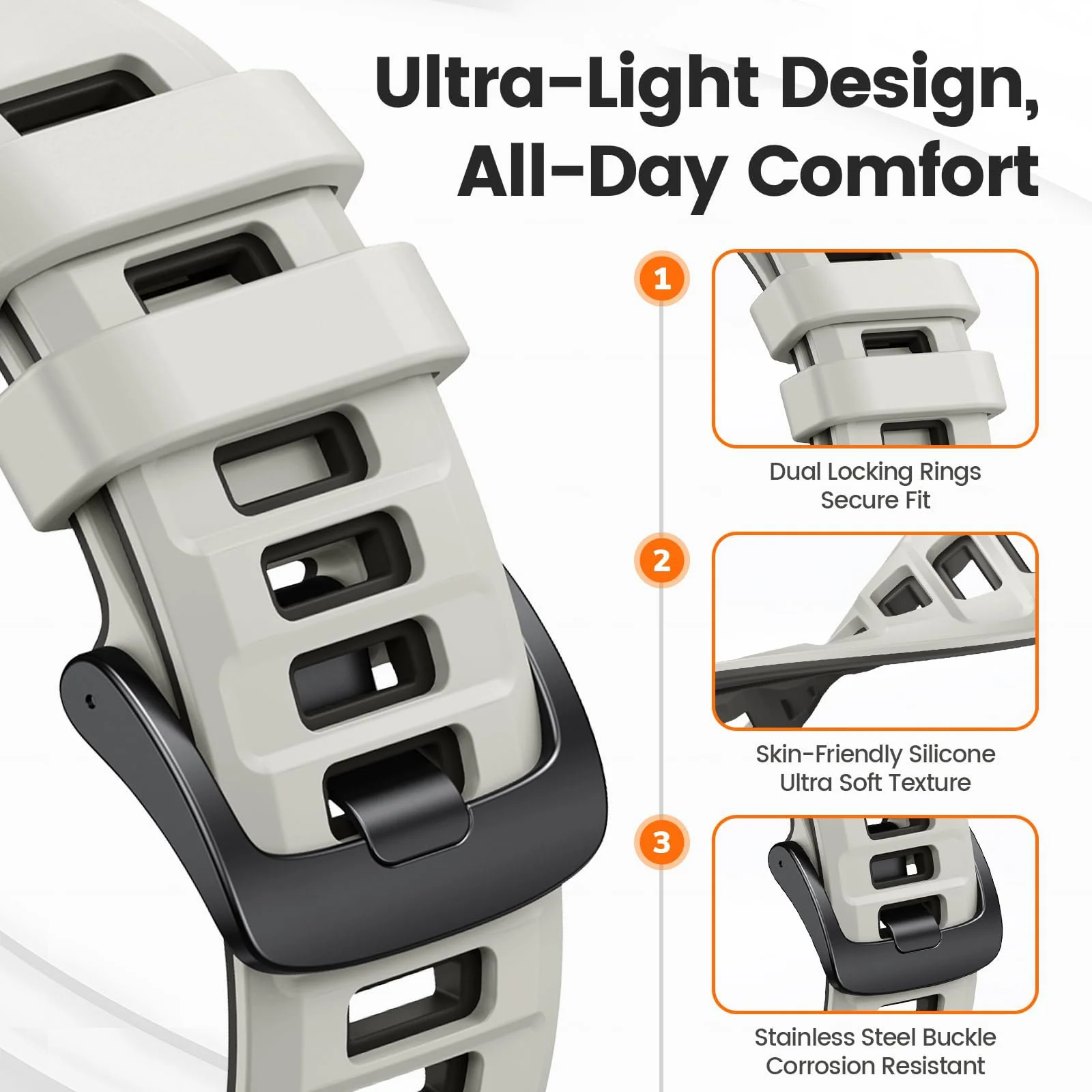DL3 Mobilak Silicone Sport Band 22MM Strap For Xiaomi Redmi Watch 5 Active/5 Lite/Samsung Galaxy Watch 46mm/Watch 3 45mm/Gear S3/Huawei watch GT5 GT4 46MM/GT2E/GT3 Pro/GT 5 Pro - Misty Gray/dark Gray