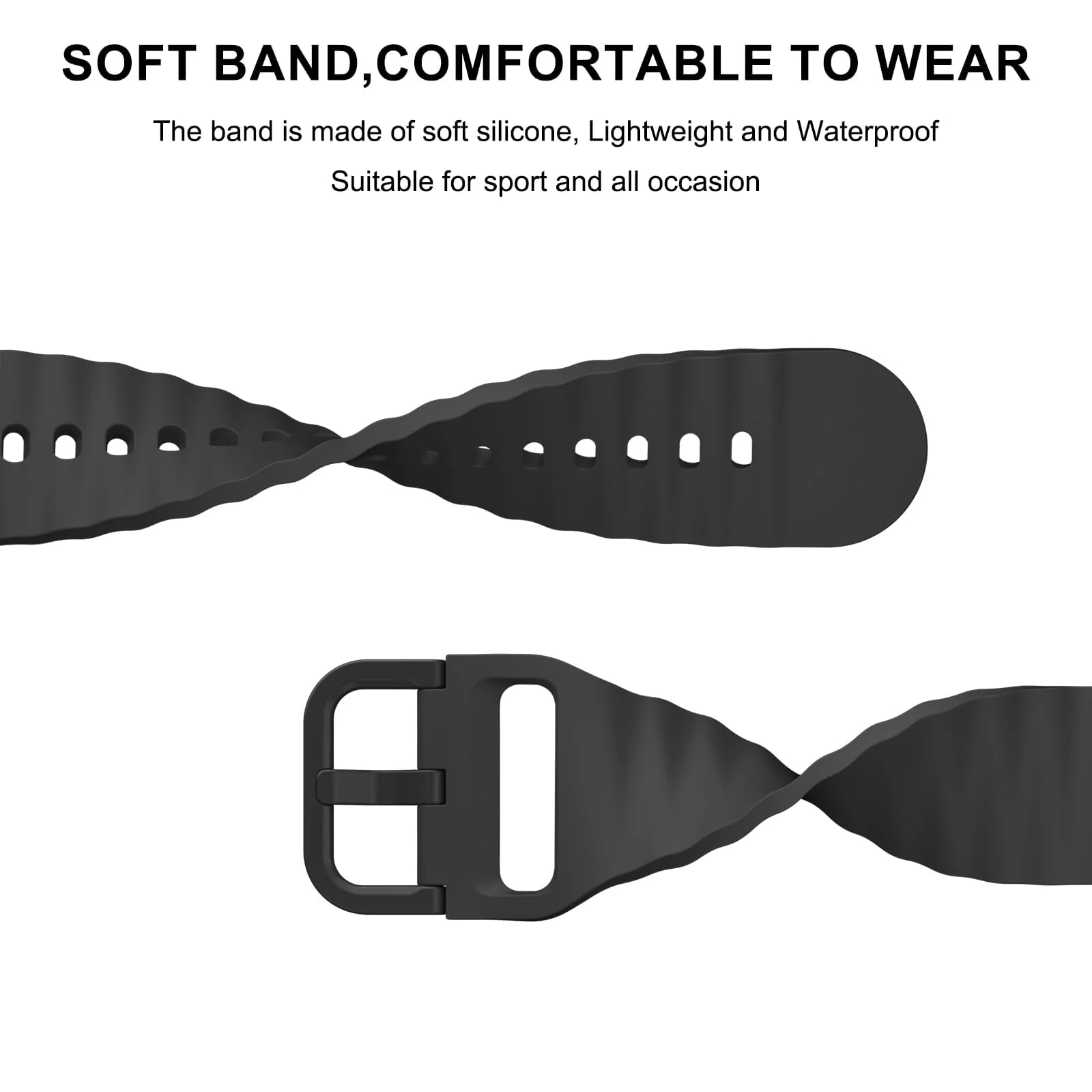 DL3 Mobilak Silicone Sport Band 22MM Strap For Xiaomi Redmi Watch 5 Actie/5 Lite/Samsung Galaxy Watch 3 45mm/Watch 46mm/Gear S3/Huawei watch GT5 GT4 GT3 GT2 GT 46MM/GT2E/GT3 Pro GT 5 Pro - Black