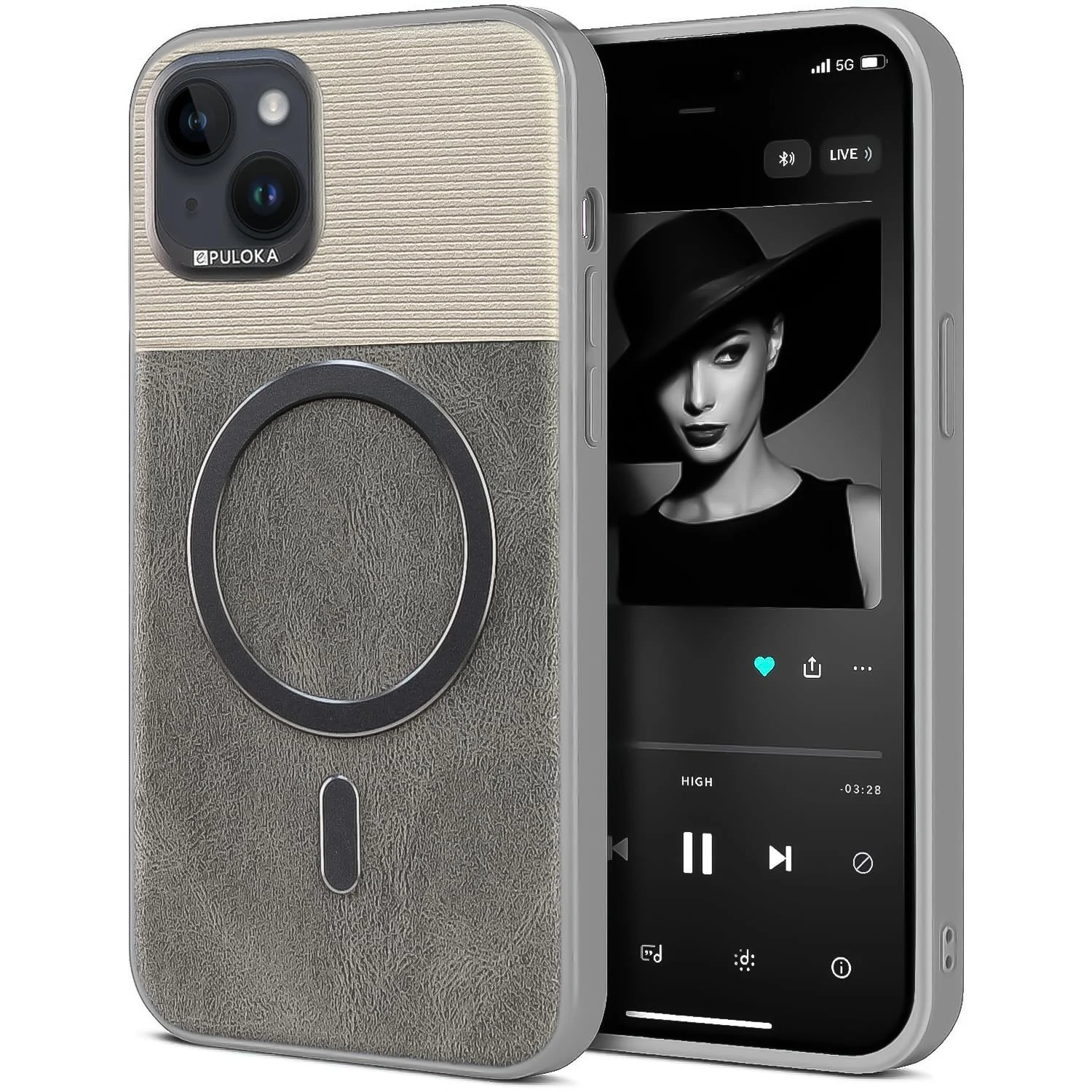 iPhone 13 / iPhone 14 — DL3 Mobilak Leather Wallet Case for iPhone 13 / iPhone 14 Compatible with, Compatible with MagSafe accessories, Supports wireless charging, Camera protection