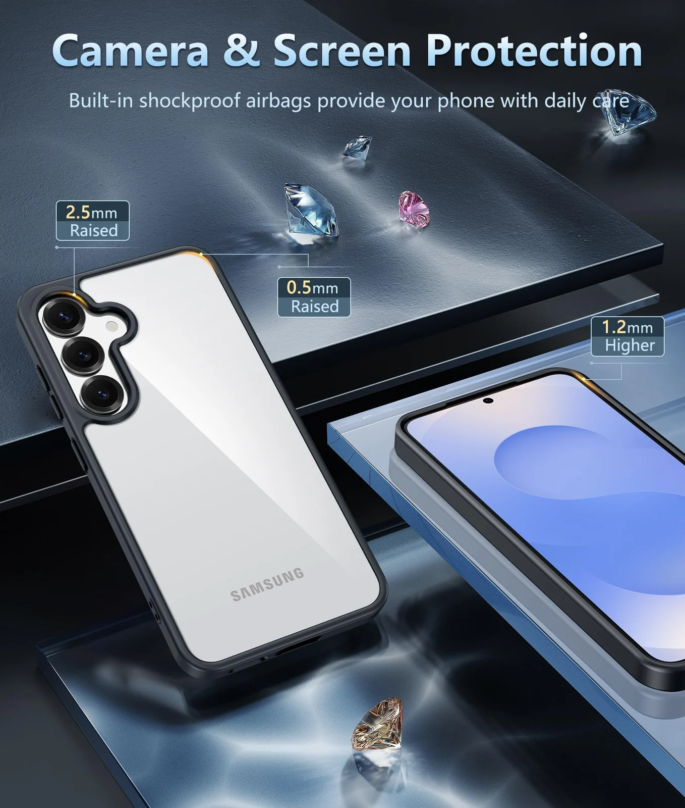 DL3 Mobilak Compatible with Samsung Galaxy S25+ Plus 6.7-Inch Case, Military-Grade Shockproof Anti-Yellowing, Supports Wireless Charging, Slim Protective Phone Case Full Bumper Cover - Black