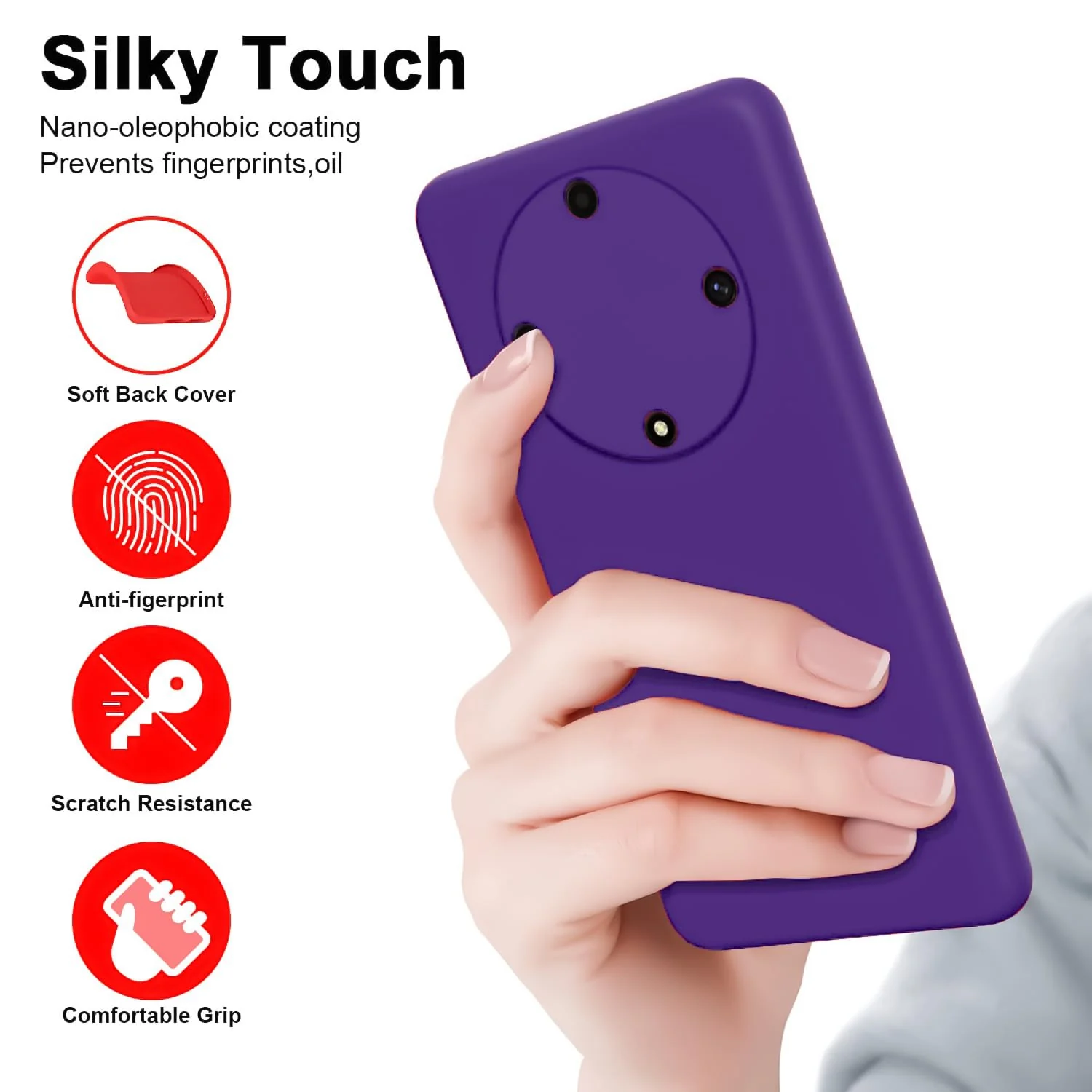 DL3 Mobilak Soft Silicone Protective Case for Honor X9b with Microfiber Lining and Shockproof Design - Purple