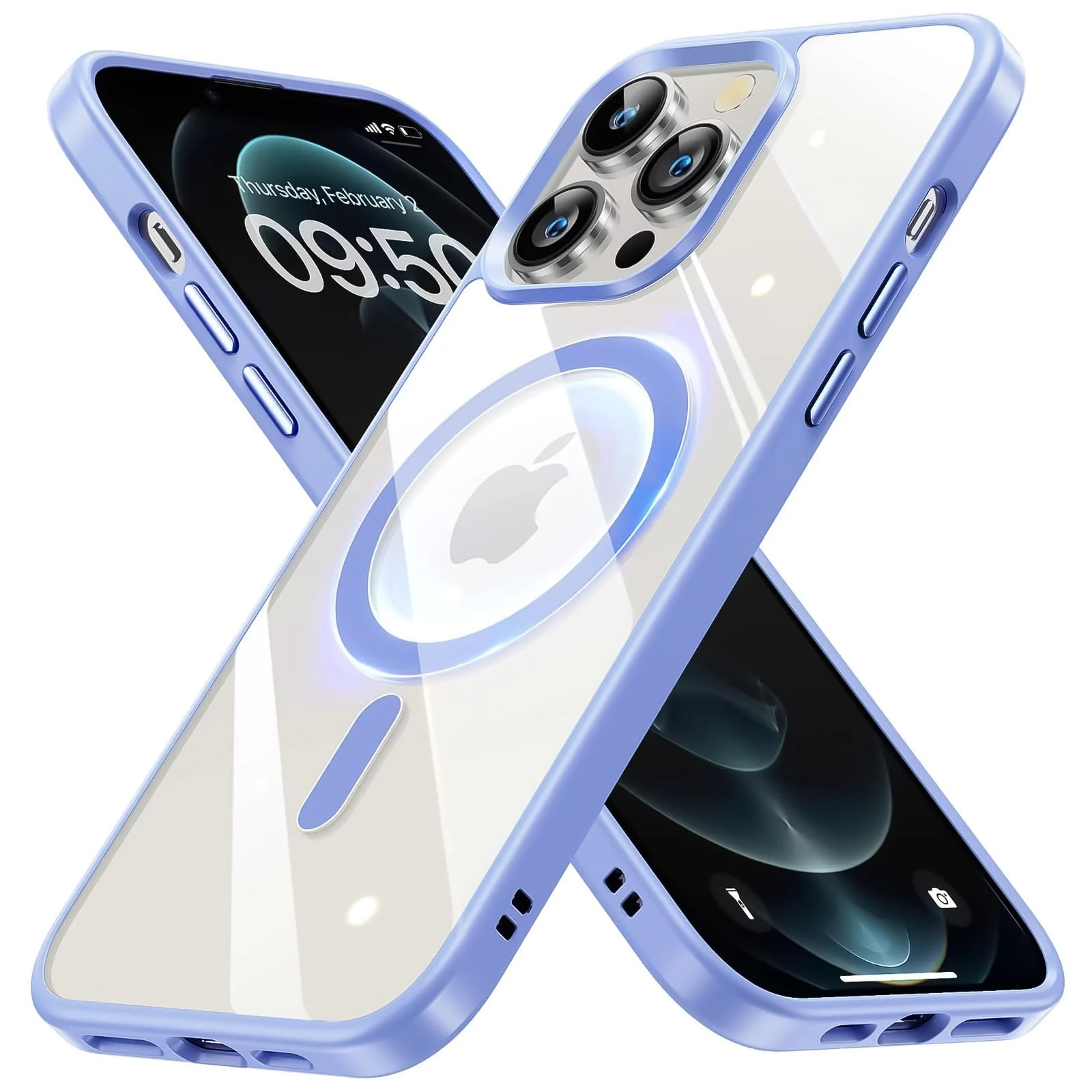 DL3 Mobilak Clear MagSafe-Compatible Magnetic Case for iPhone 16 Pro Max with Military-Grade Protection - Baby Blue