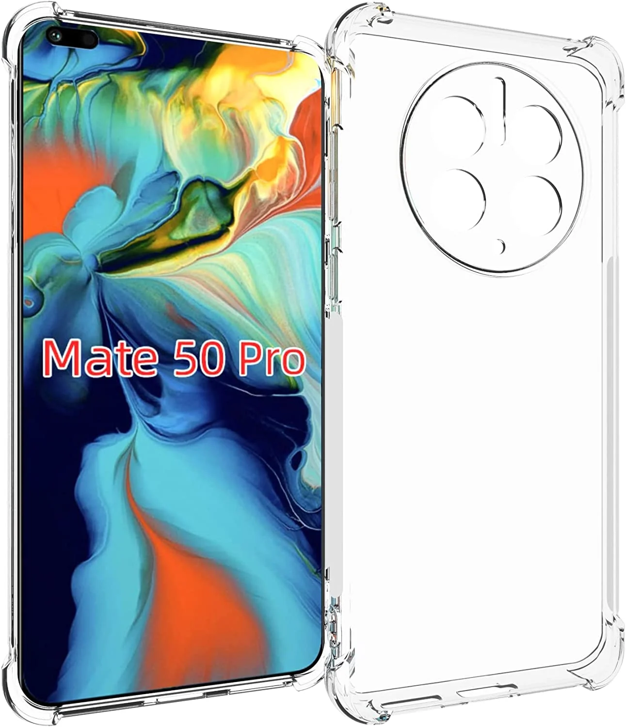 DL3 Mobilak Case Compatible with Huawei Mate 50 Pro, Cover Silicone Transparent TPU Gorilla Anti-shock Protector Camera Shockproof Corners - Clear