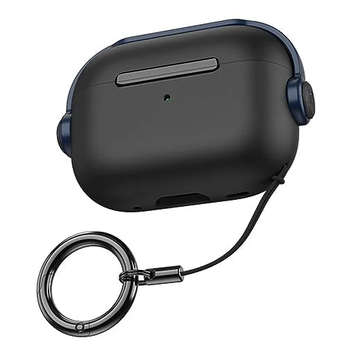 DL3 Mobilak Protective Case for AirPods 3 [With Closure Lid] [Front LED Visible] [With Wrist Strap] Skin Case Compatible with Airpod 3rd Generation 2021 - Black Blue