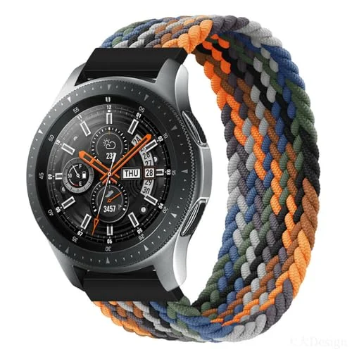 Medium — DL3 Mobilak Band 22MM Nylon Braided Solo Loop Strap Compatible with Samsung galaxy watch3 45mm/galaxy 46mm/Gear S3/Huawei watch GT3 46MM/GT2E/GT2 Pro/GT GT2 (camouflage colorful, Medium)