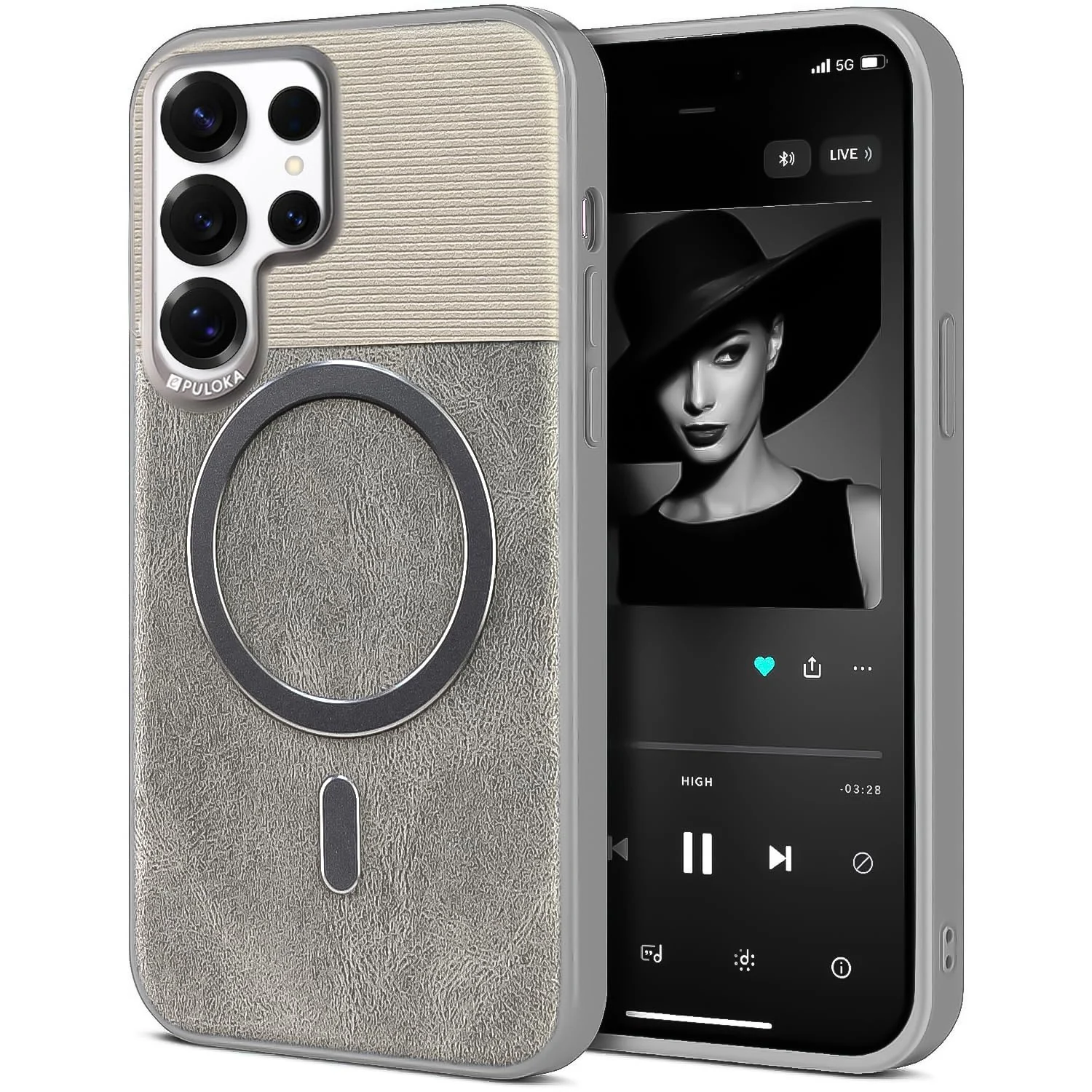 DL3 Mobilak Leather Wallet Case with Card Slot for Samsung Galaxy S25 Ultra with Camera Protection and MagSafe Compatibility