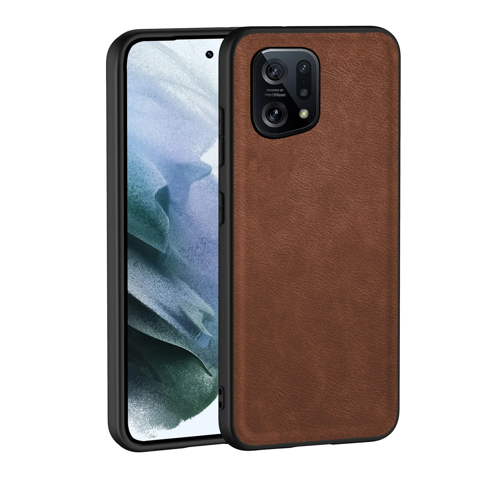 Dl3 Mobilak Case for Oppo Find X5 Leather Case,Anti-Drop, Anti-Shock, Non-Slip Texture,Simple Cell Phong Cover (Brown)