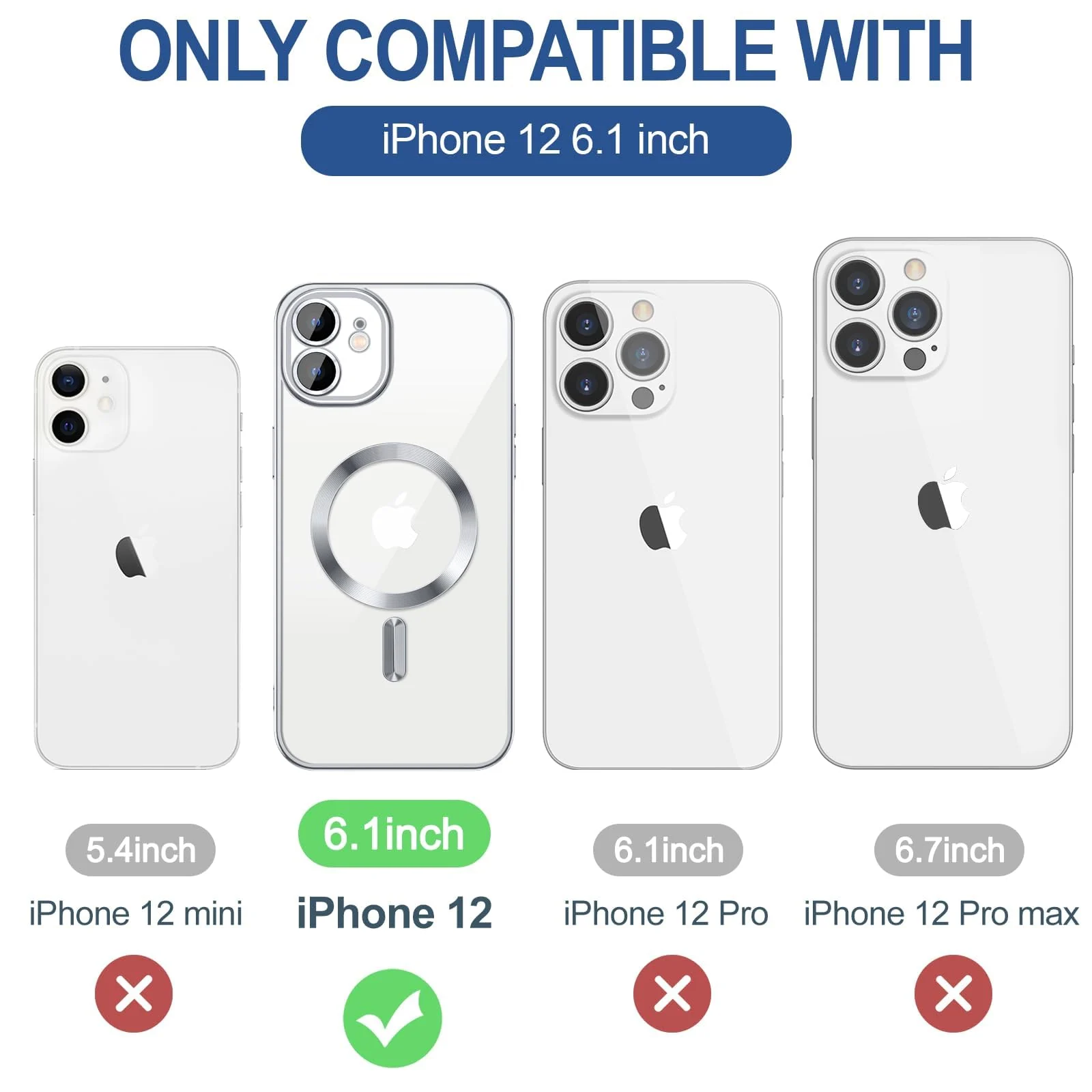 DL3 Mobilak Plated-Edge Protective Case for iPhone 12, Compatible with MagSafe accessories, Built-in magnetic car-mount support, Camera protection - Silver