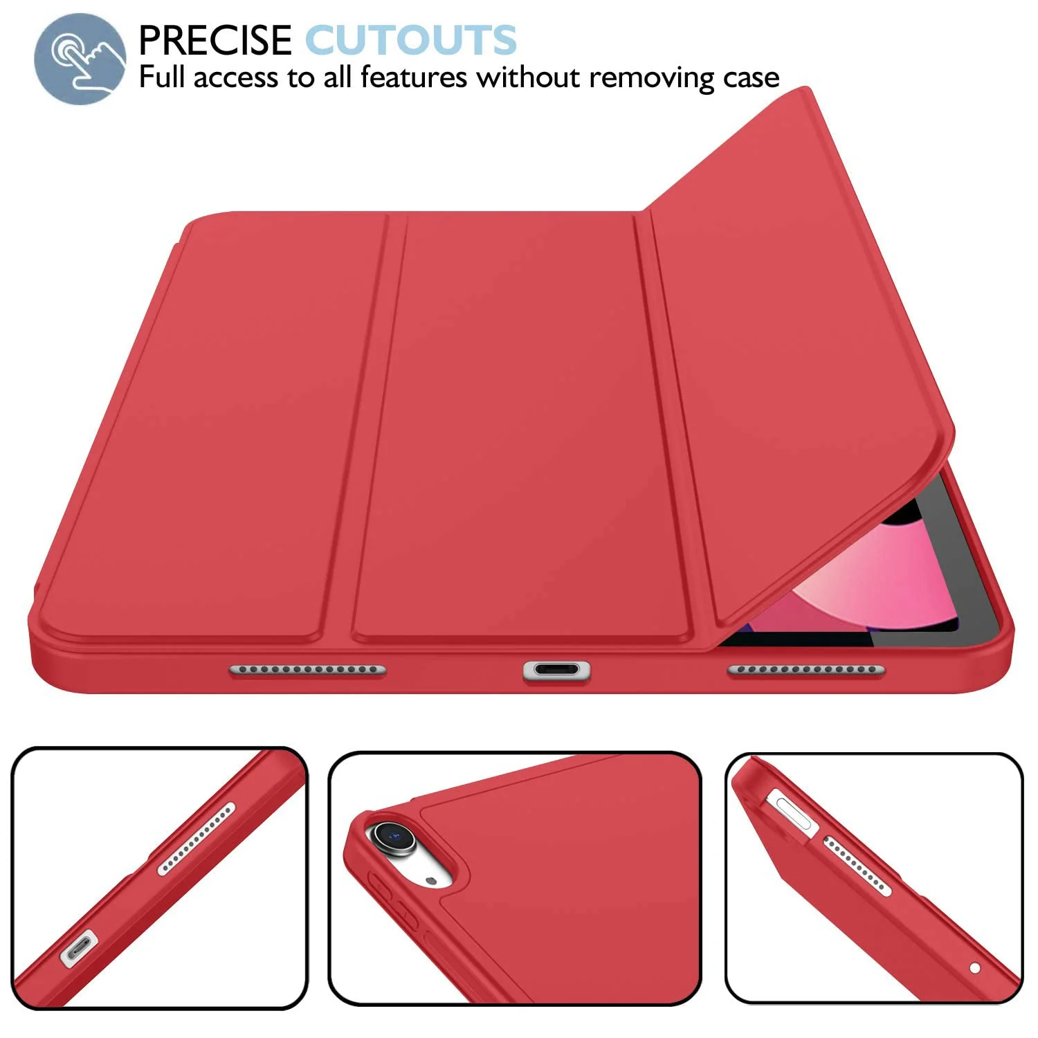 DL3 Mobilak iPad Air 11-Inch M2 (2024), iPad Air 5/4 (2022/2020 5th/4th 10.9-Inch) Case with Pencil Holder Full Body Protection + Apple 2nd Pencil Charging and Auto Wake/Sleep - Red