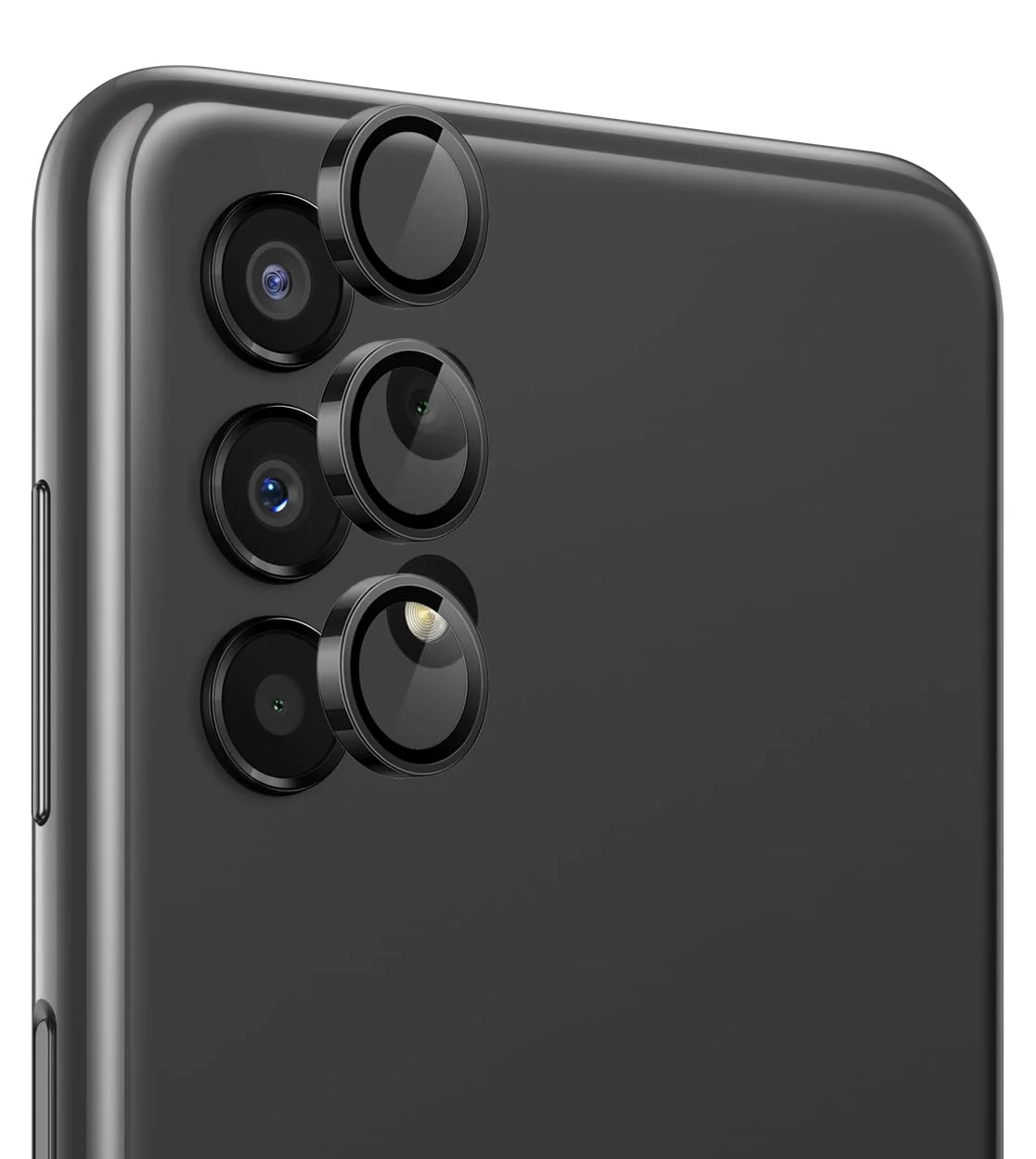 DL3 Mobilak Camera Lens Protector for Samsung Galaxy A13 Accessories, 9H Tempered Glass Metal Individual Ring Camera Cover Screen Protector, Case Friendly, Anti Scratch - Black