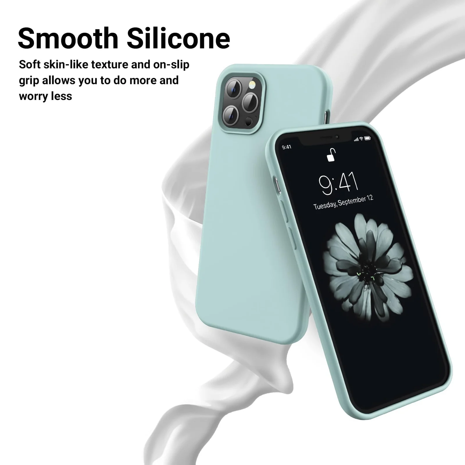 DL3 Mobilak Compatible with iPhone 14 Pro Max (6.7 Inch) Case, Liquid Silicone Case, Full Body Protective Cover, Shockproof, Slim Phone Case, Anti-Scratch Soft Microfiber Lining - A. Mint Green