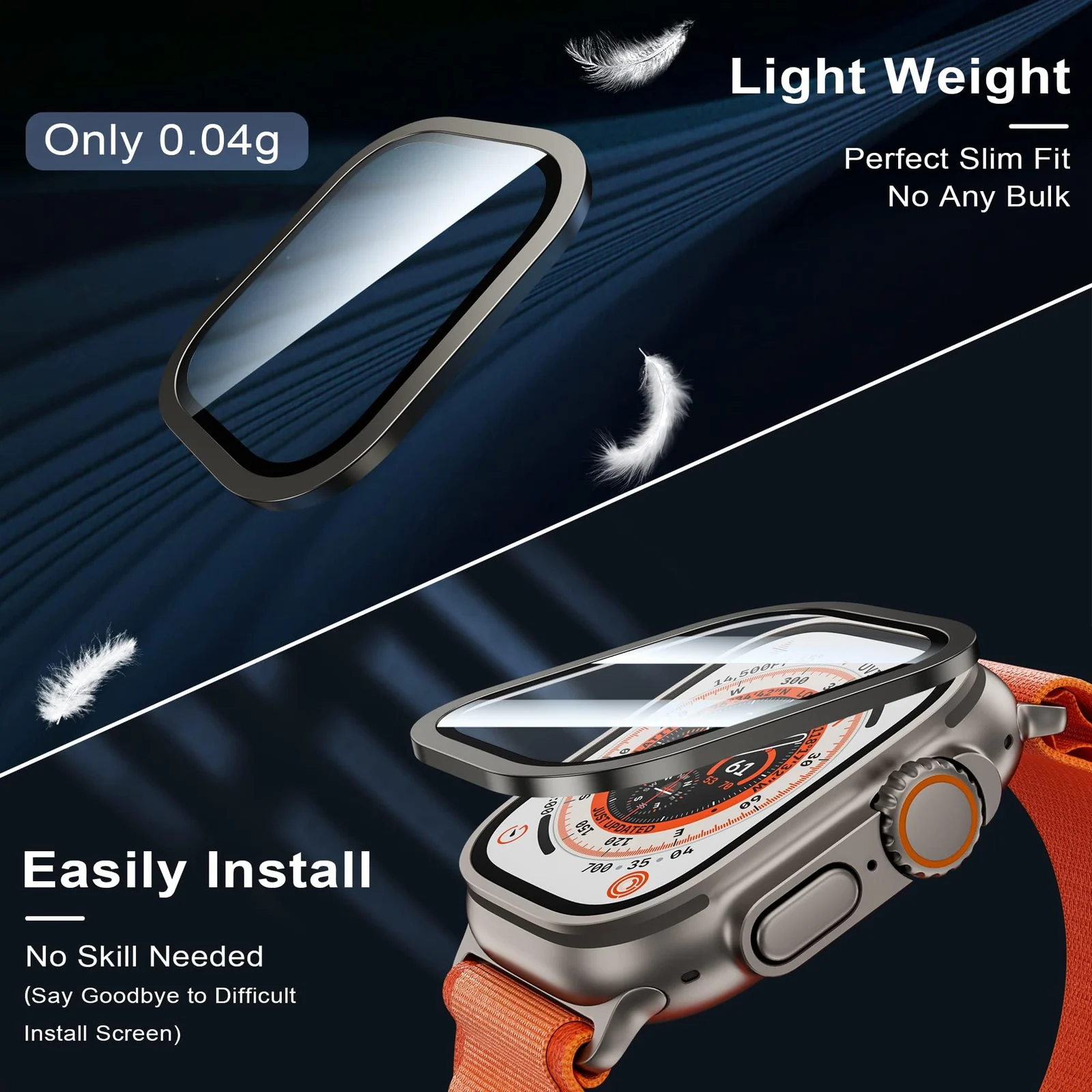 DL3 Mobilak Compatible for Apple Watch Ultra 2/Ultra 49mm Screen Protector 49mm, Titanium Alloy Frame Built-in 9H Tempered Glass Film, Lightweight Metal Case for iWatch 49mm - Titanium