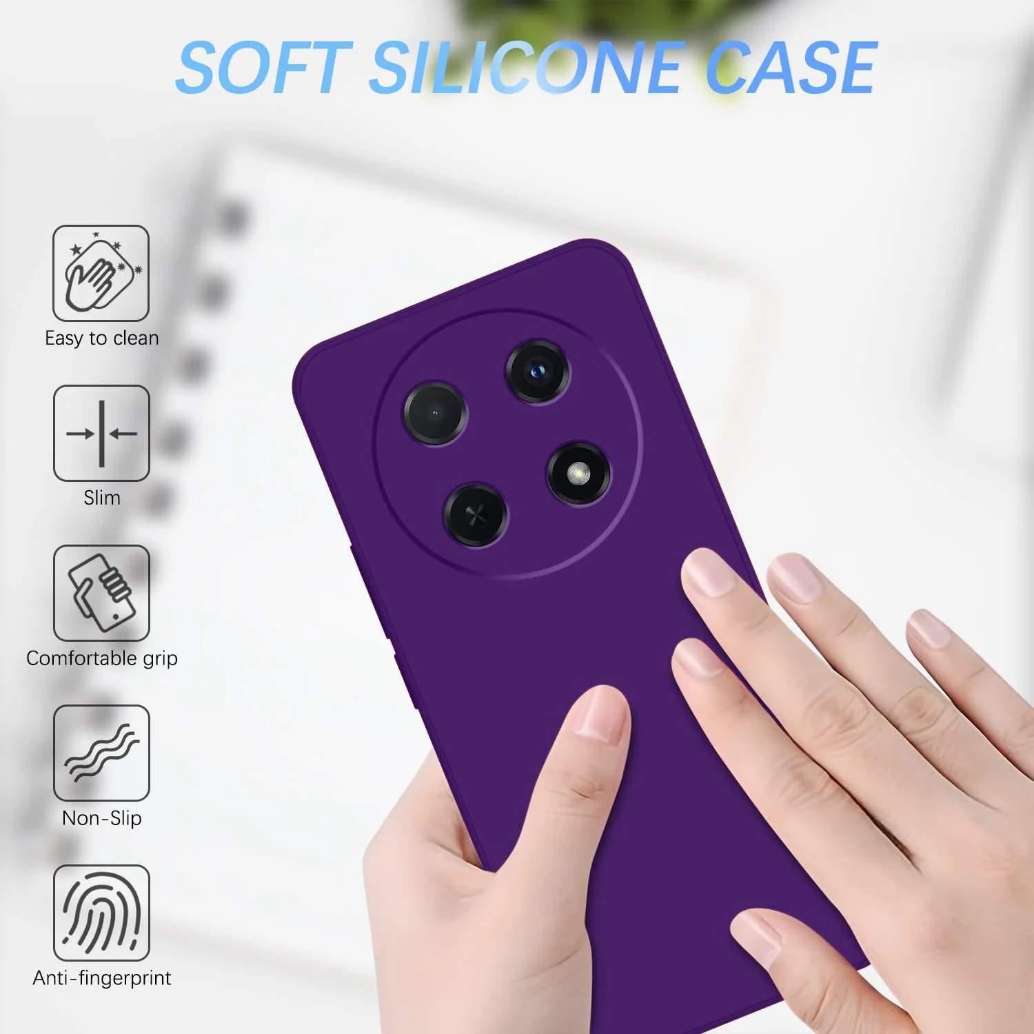 DL3 Mobilak Liquid Silicone Protective Case for Huawei nova 12i with Microfiber Lining and Shockproof Design - Purple