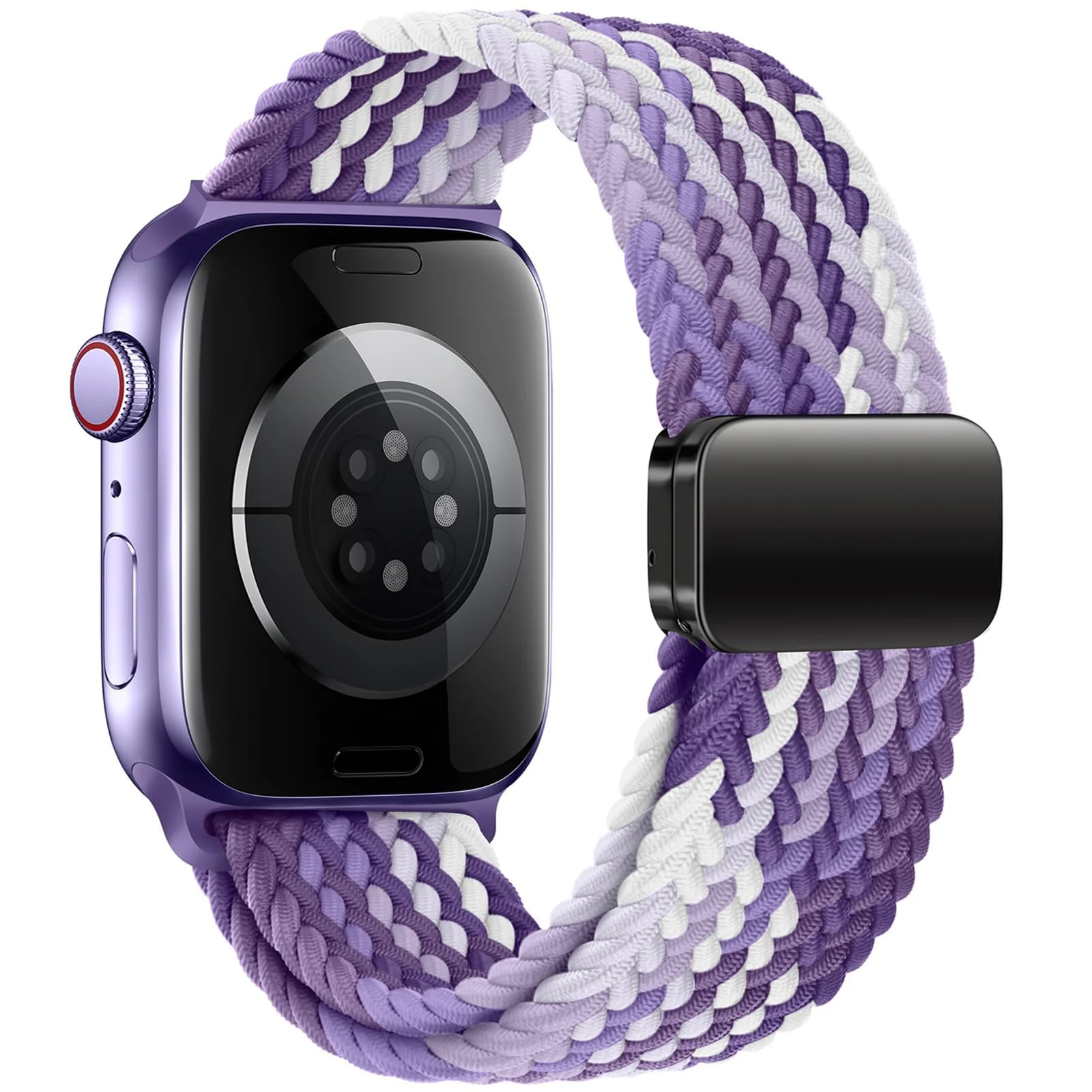DL3 Mobilak Sport Solo Loop Compatible with Apple Watch Band 42mm 44mm 45mm 46mm 49mm for Women Men, Magnetic Strap Stretchy Braided Wristband for iWatch Series 11 10 9 8 7 6 5 4 3 Ultra 3 2 1 SE SE2 - Gradient Purple