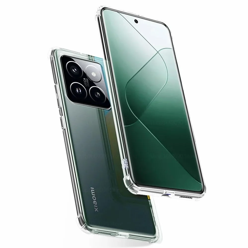 DL3 Mobilak Case Compatible with Xiaomi 14 pro, Cover Silicone Transparen t TPU Gorilla Anti-shock Protector Camera Shockproof Corners - Clear