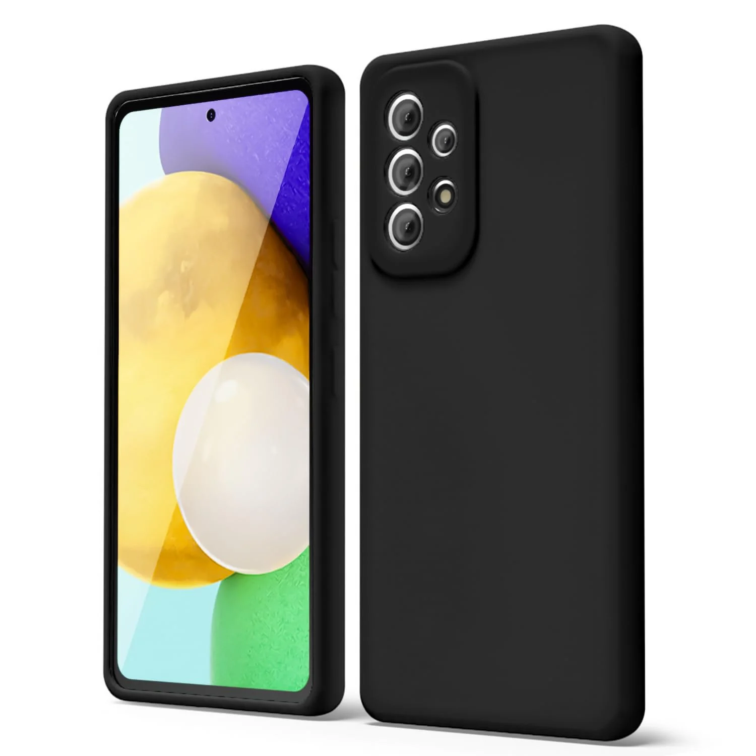 DL3 Mobilak Liquid Silicone Protective Case with Soft Microfiber Lining with Full Camera Protection for Samsung Galaxy A73 - Black