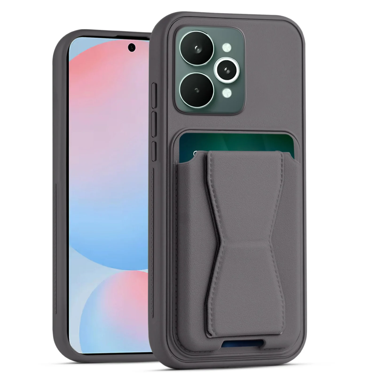Dl3 Mobilak Leather Wallet Case Compatible with Realme 15 Pro 5G, Leather Back Cover With TPU Frame, Shockproof Protective Phone Case with Card Holder Stand - Brown