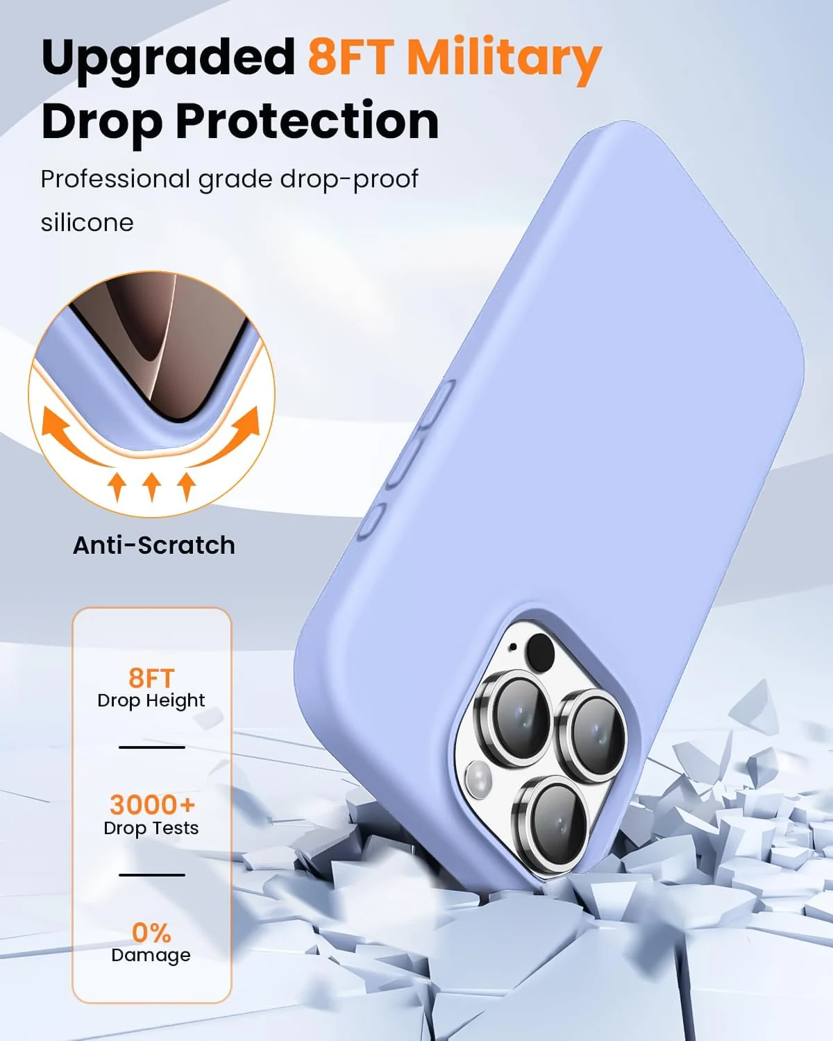 DL3 Mobilak Liquid Silicone Protective Case with Soft Microfiber Lining for iPhone 16 Pro Max - Baby Blue