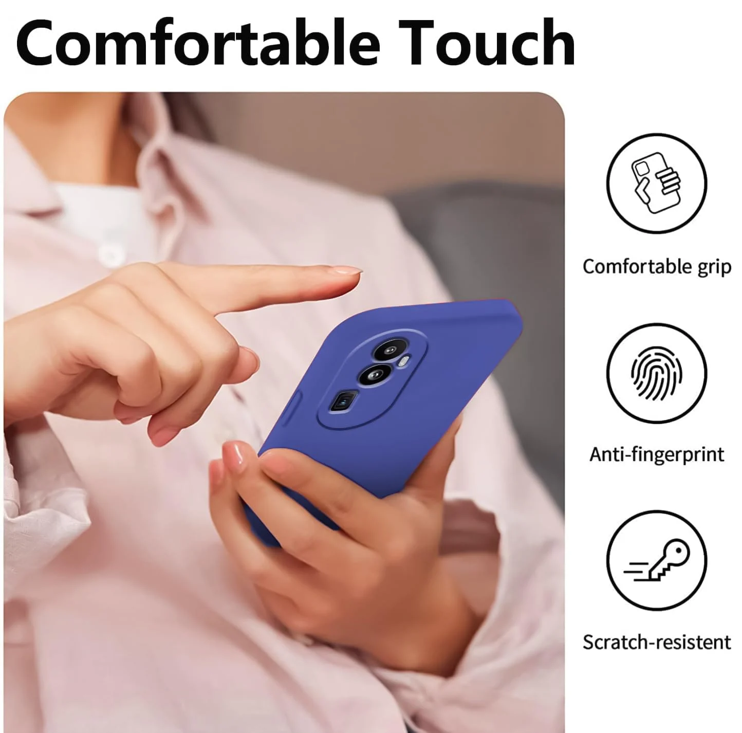 DL3 Mobilak Liquid Silicone Protective Case with Soft Microfiber Lining with Full Camera Protection for OPPO Reno 10 Pro+ Plus 5G - Light Blue
