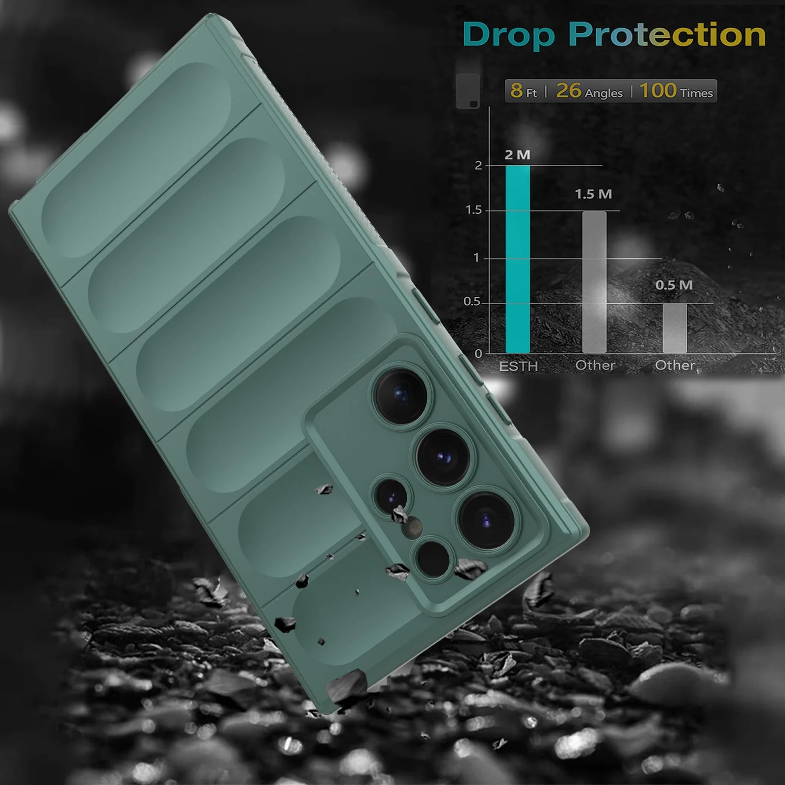 DL3 Mobilak Rugged Protective Case for Samsung Galaxy S23 Ultra, Camera protection, Shock-absorbing protection, Non-slip grip - Green
