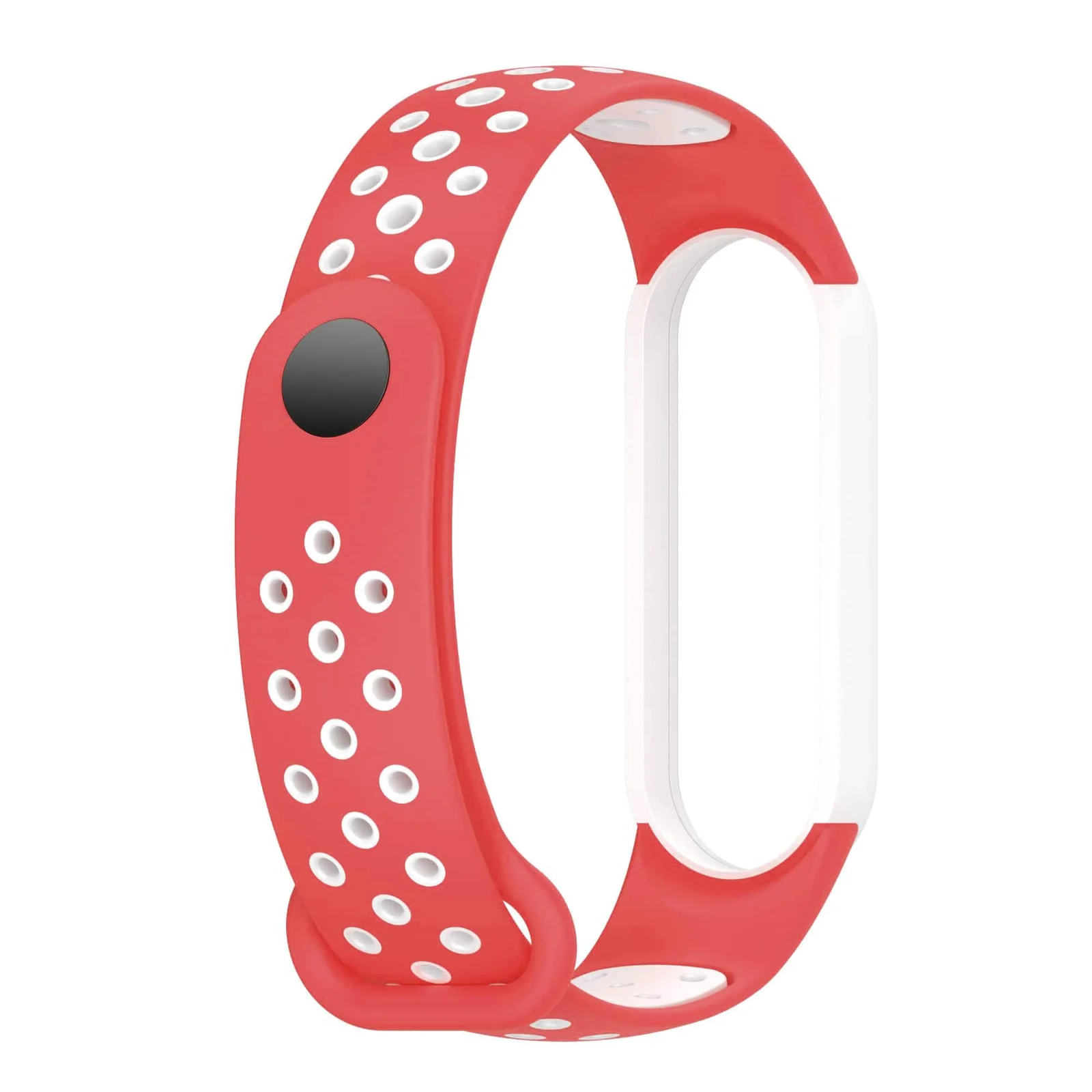 DL3 Mobilak Strap Compatible with Xiaomi Mi Band 4 / Mi Band 3, Women Men Armband, Two Colours Breathable Adjustable Soft Silicone Replacement Strap Compatible with Xiaomi Mi Band 3/4 - Red White