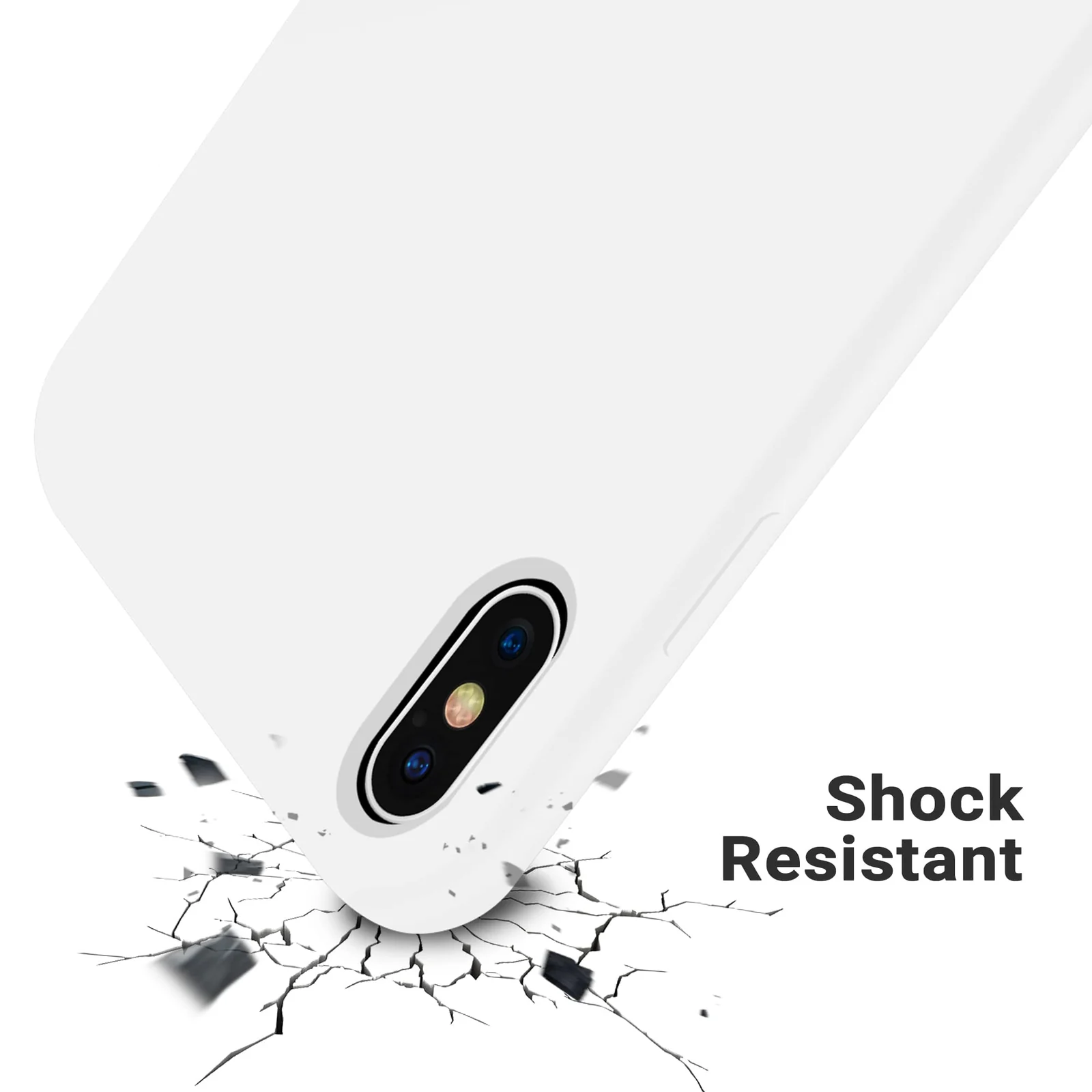 DL3 Mobilak Liquid Silicone Protective Case with Soft Microfiber Lining for iPhone X / iPhone XS - White