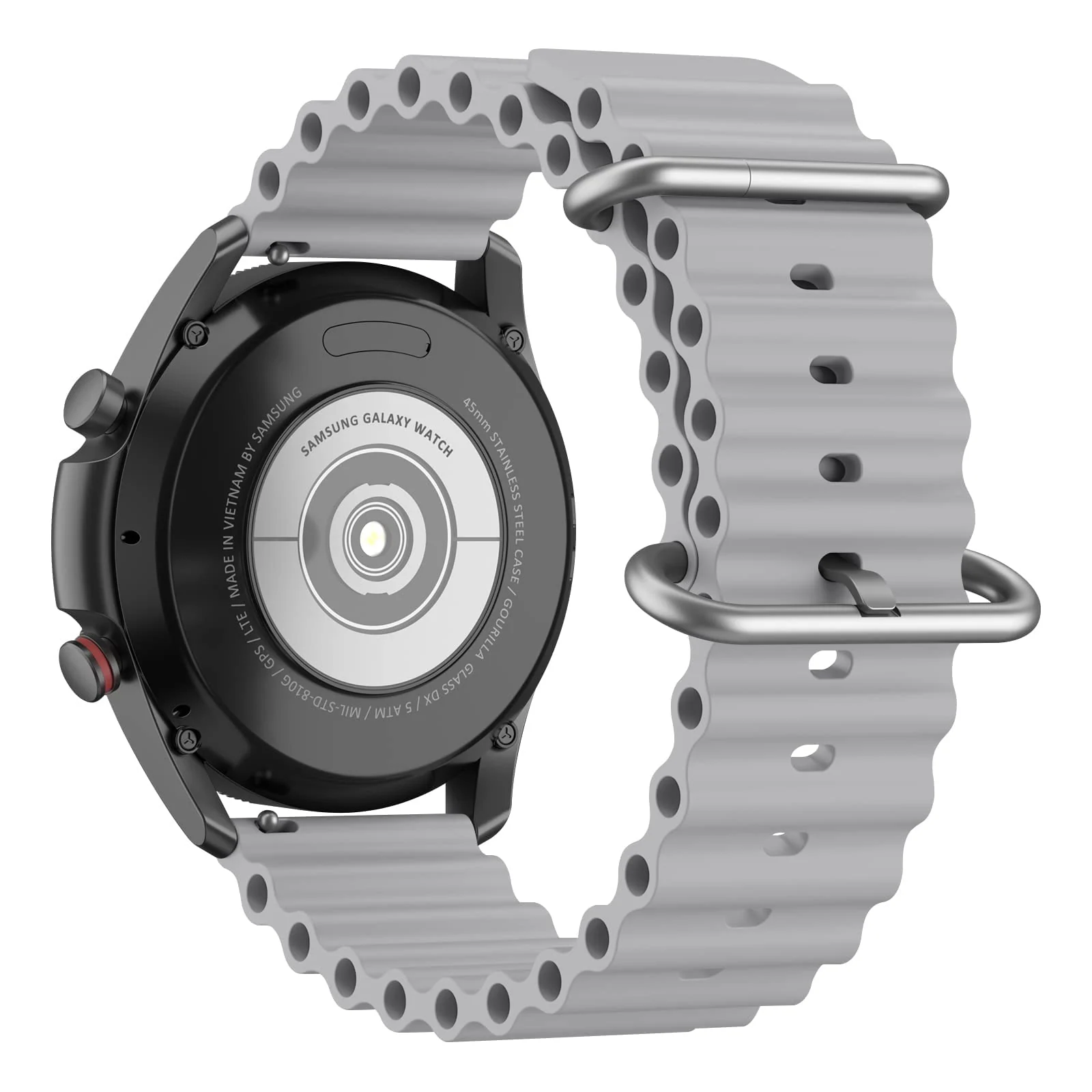 DL3 Mobilak Ocean Bands Silicone 20MM Strap for Samsung Gear Sport/Watch 4/5/5 Pro/S2 Classic/Active 2 40mm 44mm/Amazfit GTS 3/4/4 Mini/Bip 3/Pro/GTS 2 Mini/2e/Bip U - Grey
