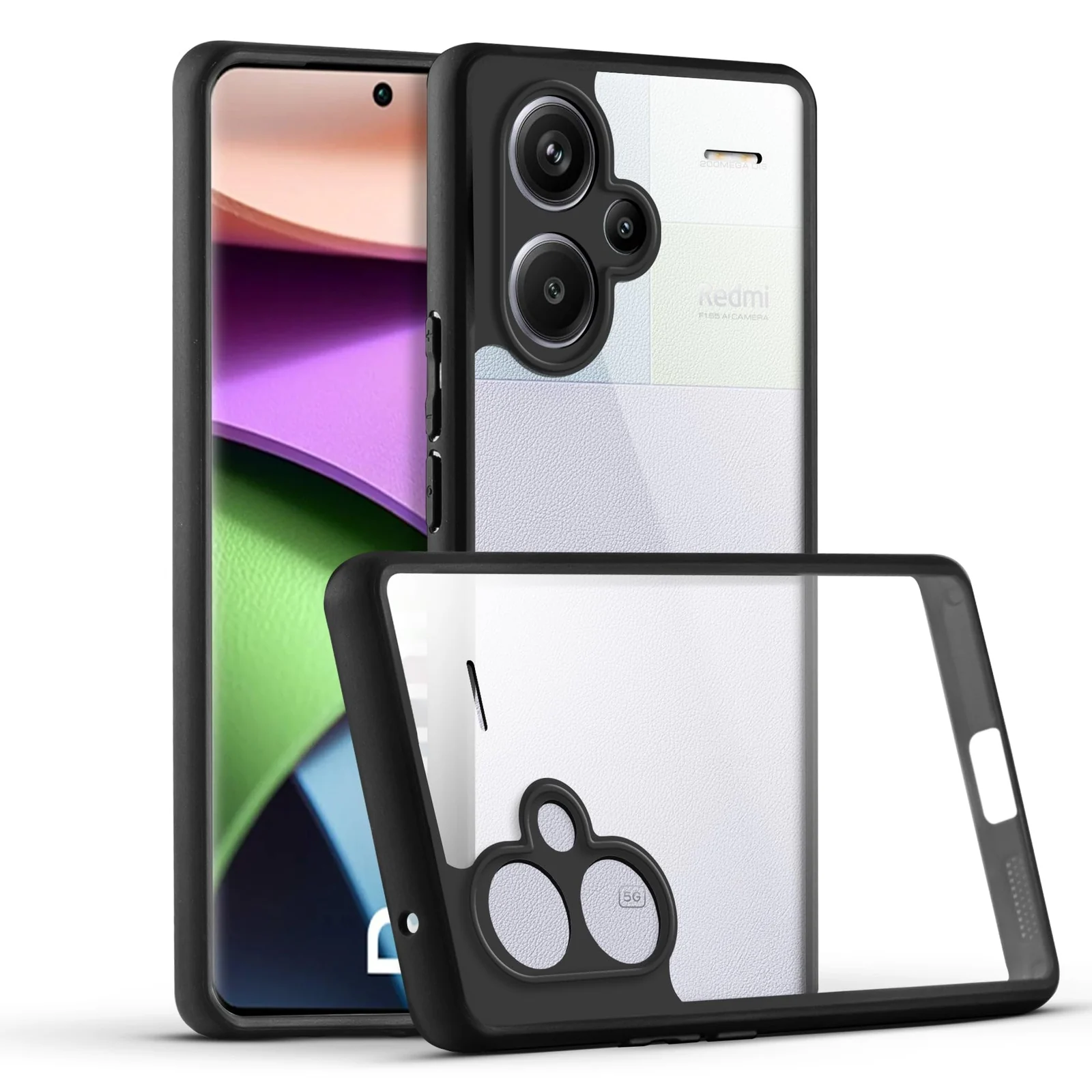 DL3 Mobilak Clear TPU Case for Xiaomi Redmi Note 13 Pro + Plus 5G, Camera protection, Shock-absorbing protection, Scratch-resistant surface - Black