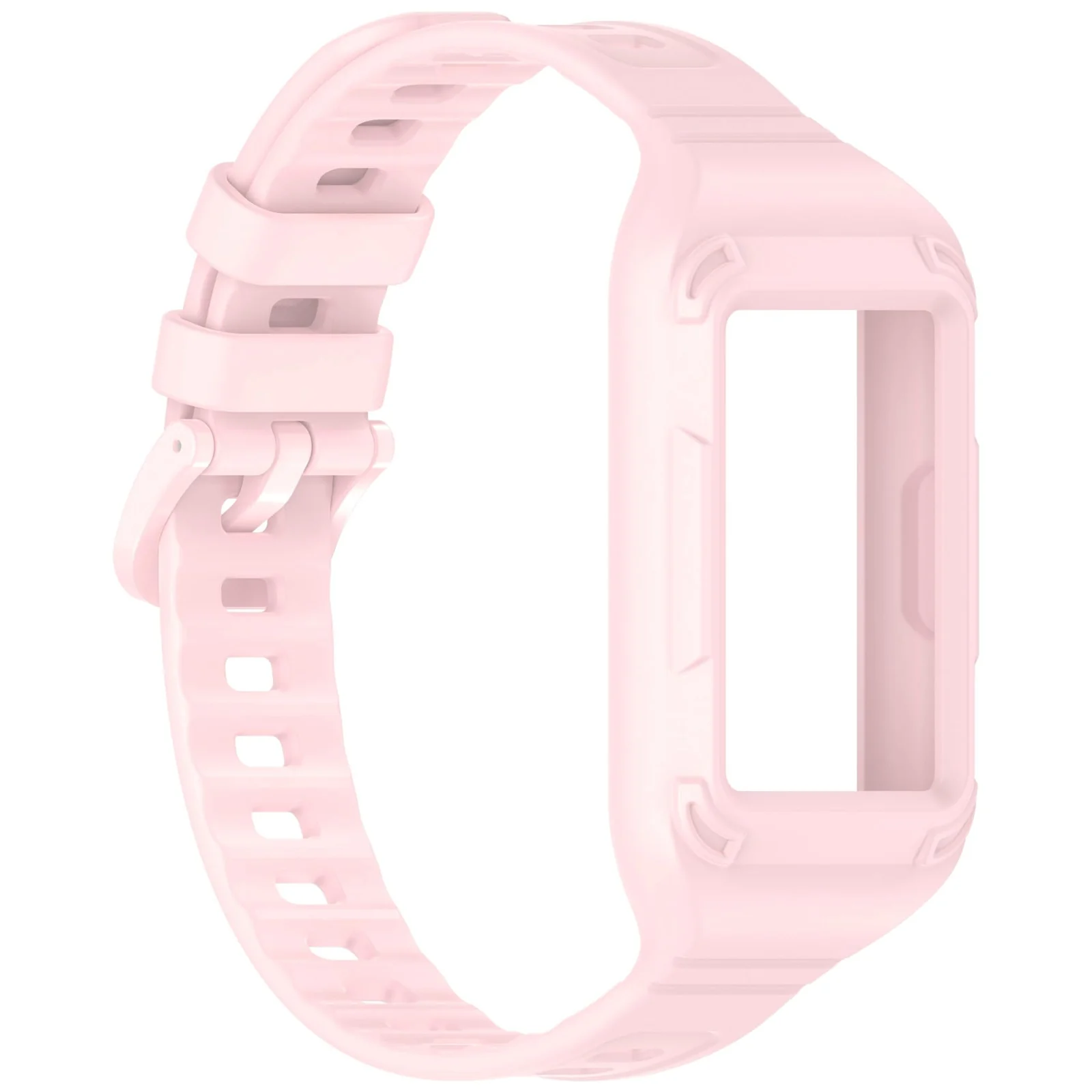 MOBIGON Rugged Silicone Strap with Bumper Case for Huawei Band 11 Pro, Pink