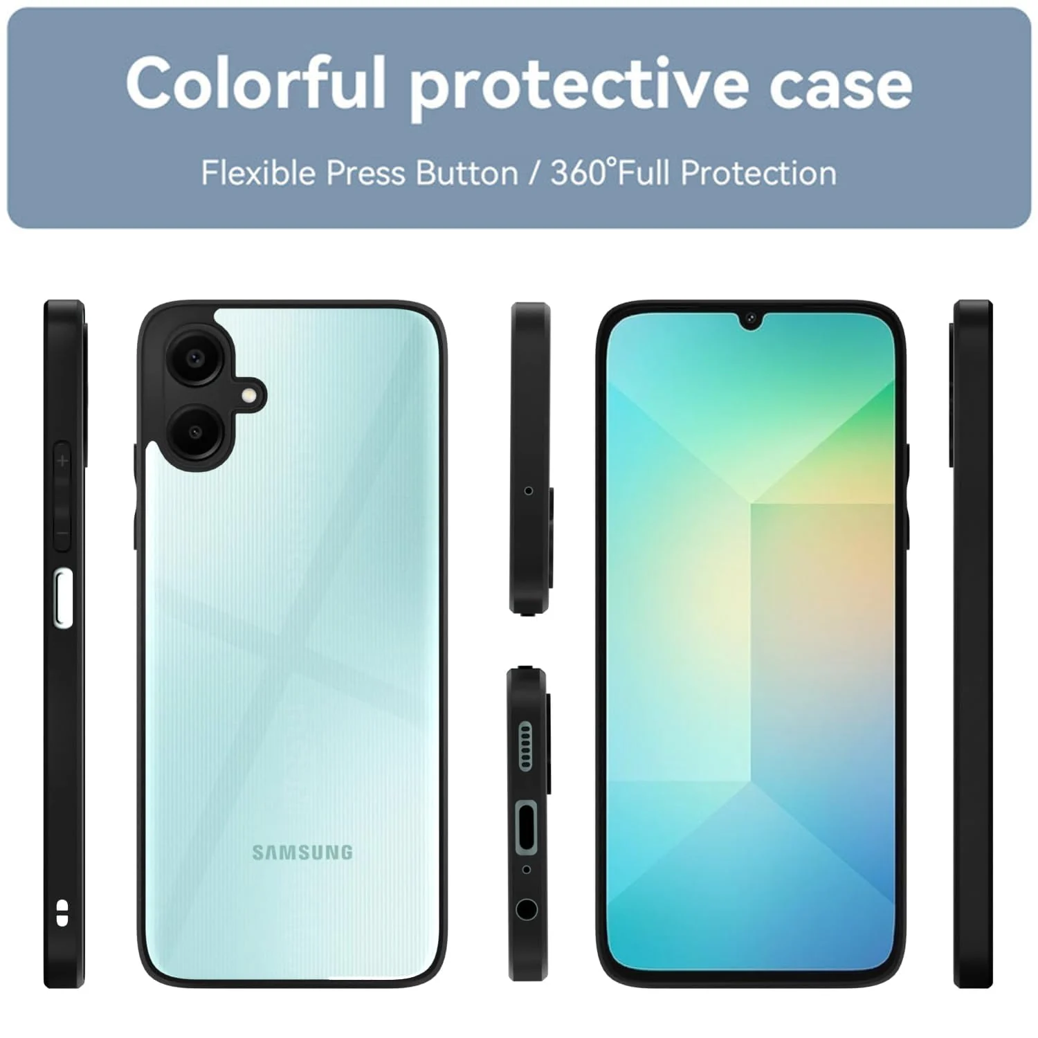 DL3 Mobilak Clear PC and TPU Protective Case for Samsung Galaxy A06 with Camera Protection and Military-Grade Protection - Black