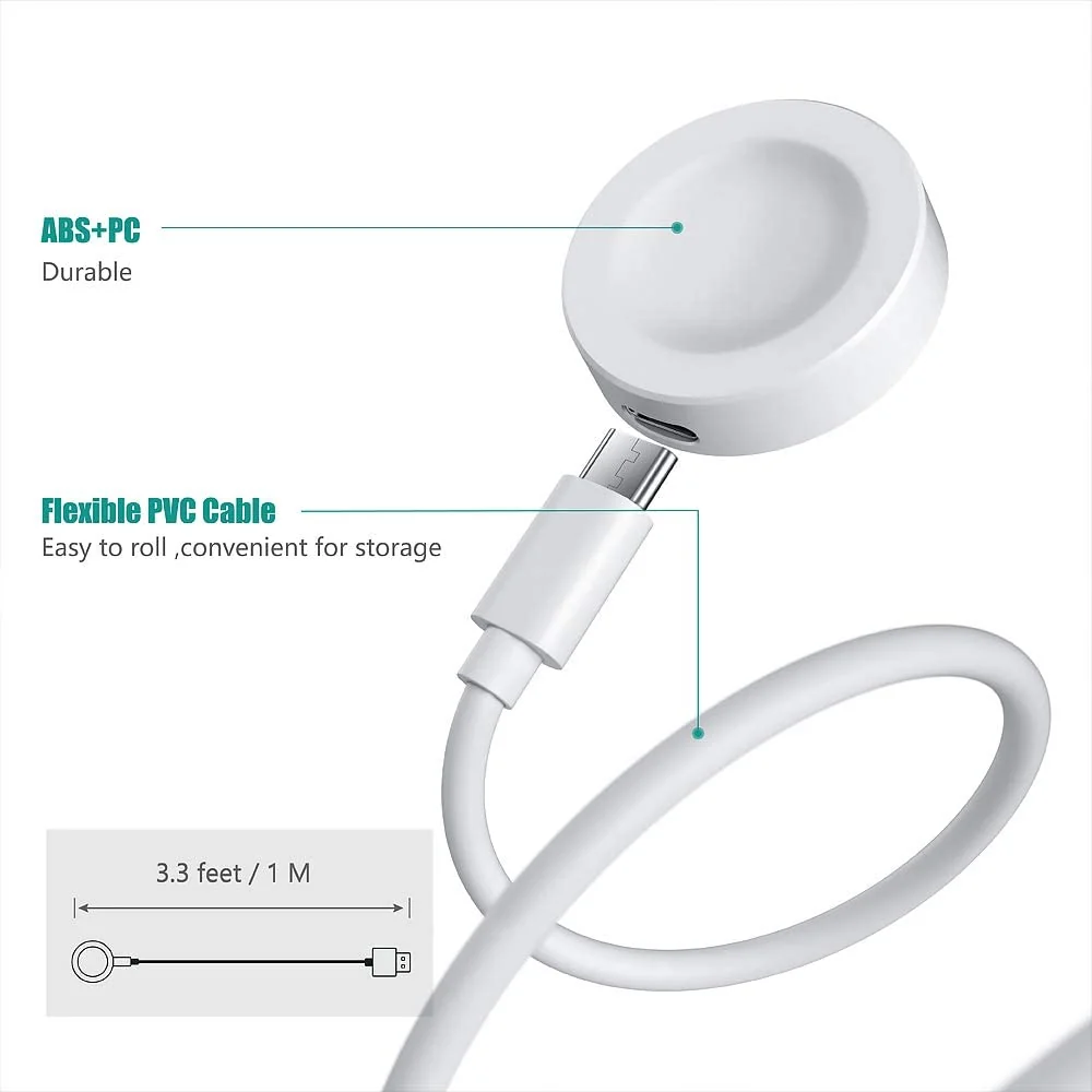 DL3 Mobilak Magnetic Charger Compatible with Huawei Watch GT5/GT4/GT3/GT3 Pro/GT3 SE/GT2 Pro/Watch 4/4 Pro/3/3 Pro/Ultimate/GT Runner, Portable Charger Dock with a Separate 100 cm Charging Cable Cord - White