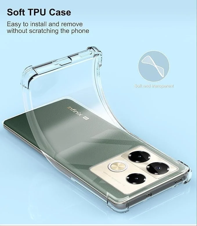 DL3 Mobilak Clear TPU Case for Infinix Note 40 Pro 5G X6851, Camera protection, Shock-absorbing protection, Scratch-resistant surface - Clear