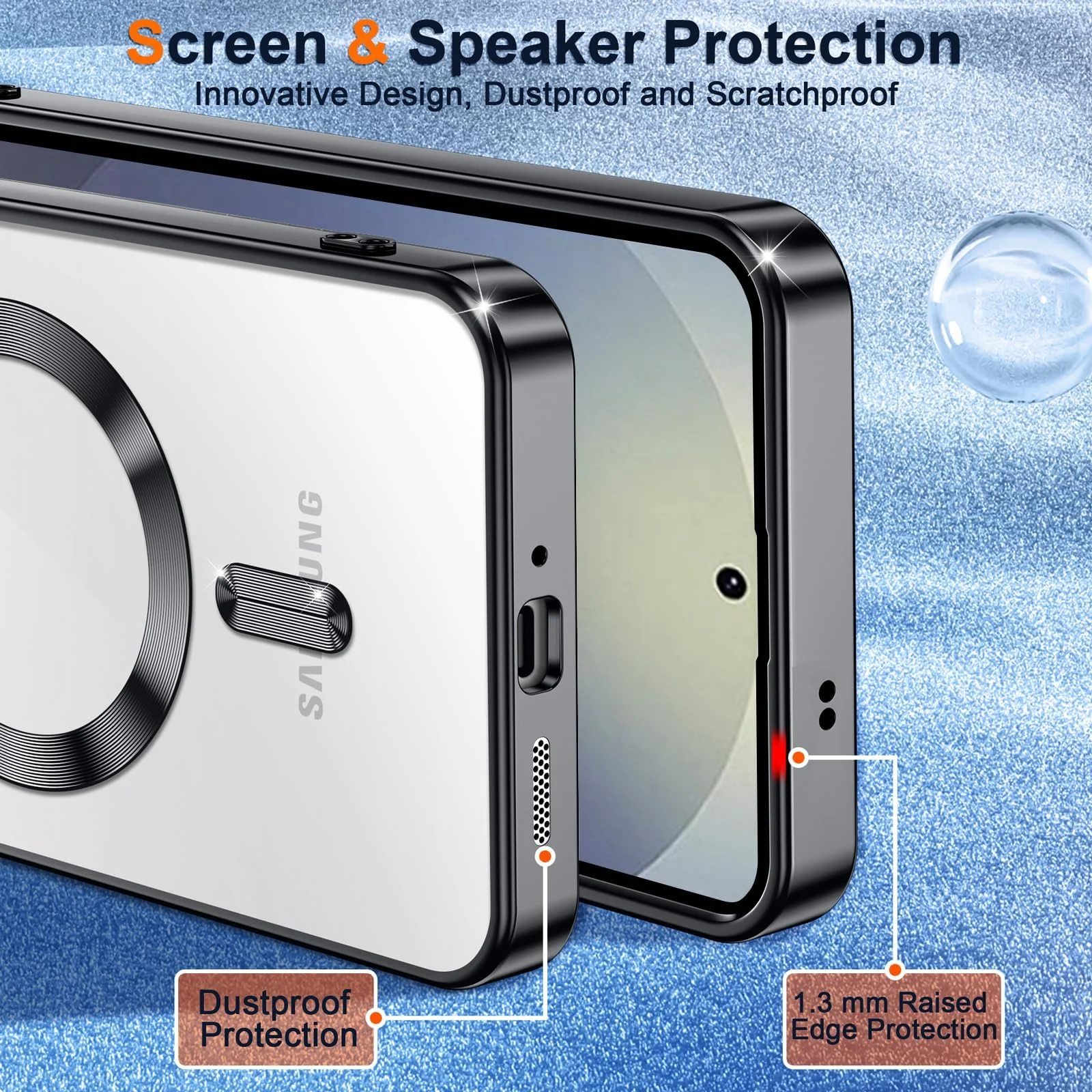 DL3 Mobilak Clear MagSafe-Compatible TPU Case and Camera Lens Protector for Samsung Galaxy S25 Ultra - Blue