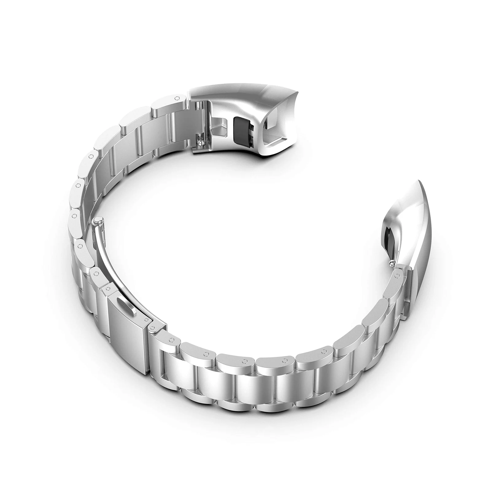 DL3 Mobilak Metal Strap Compatible With HONOR Band 5 and 4 - Adjustable Stainless Steel Buckle Wristband Replacement for Honor Band 5/4 - Black - Silver