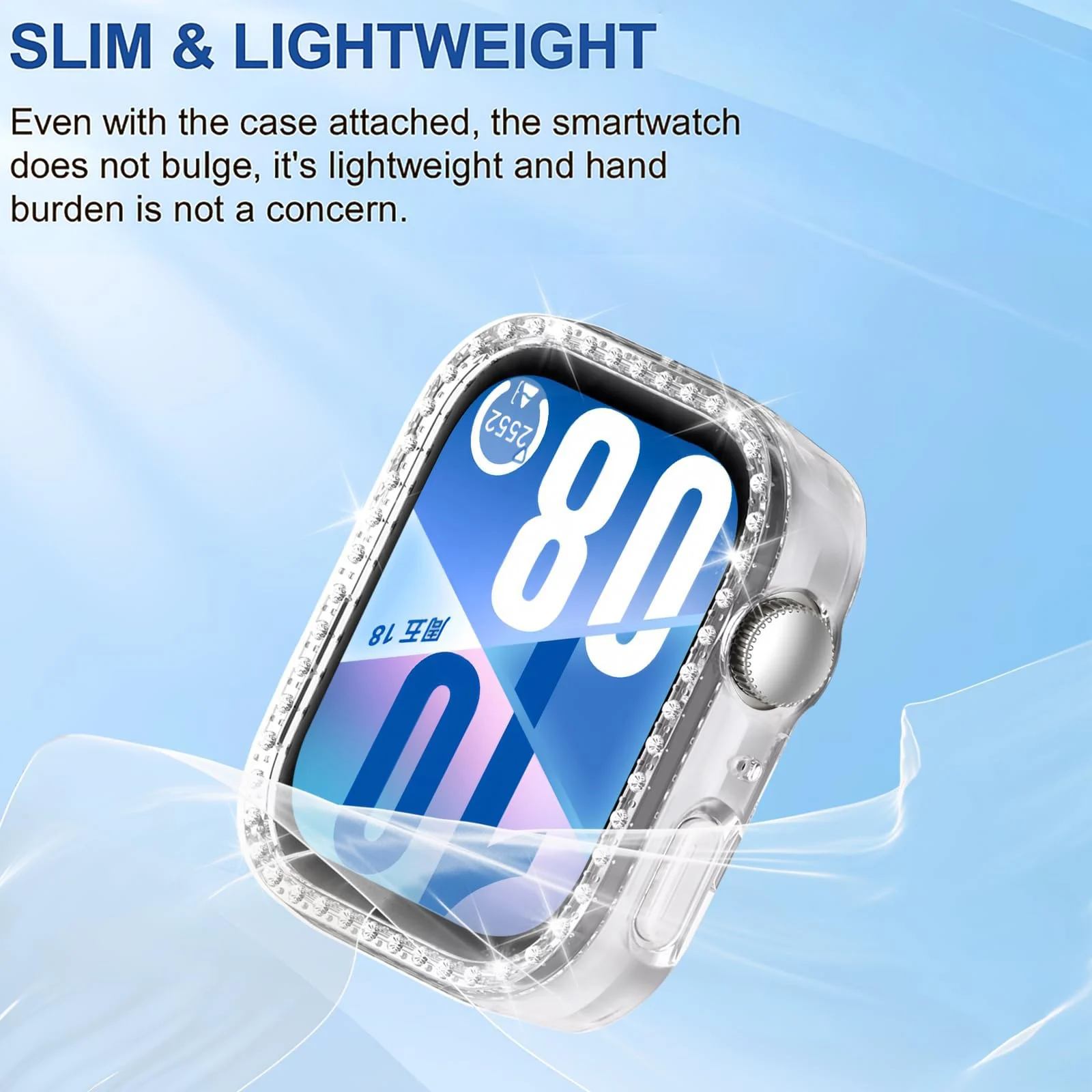DL3 Mobilak Bling Case Without screen protector for Huawei Watch Fit 4, Hard PC Frame Case, Crystal Diamonds Bumper Cover for Women Girls, Slim Protective Cover for Huawei Watch Fit 4 - Clear