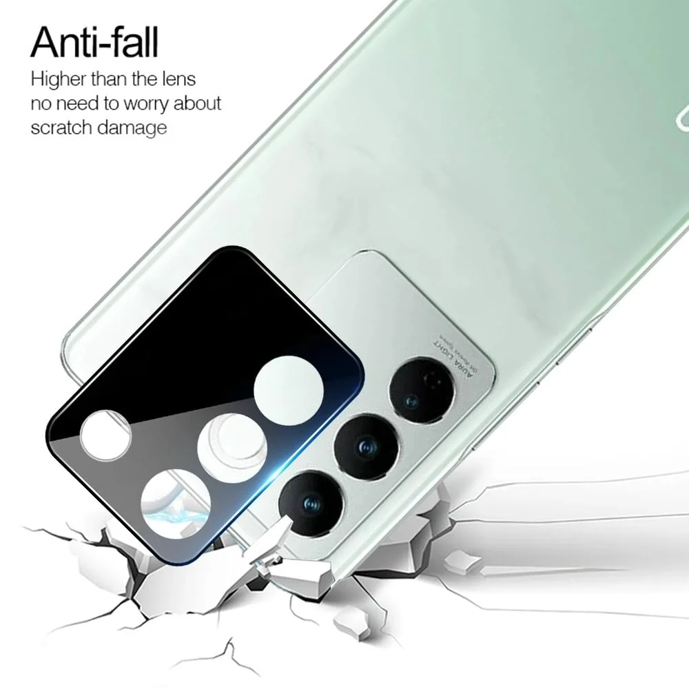 DL3 Mobilak vivo V27e / vivo S16e Camera Protector Tempered Glass Screen Protector HD [Full Coverage][Anti-Scratch] Drop Protection Ultra Clear/Thin Lens Protector Case - Black
