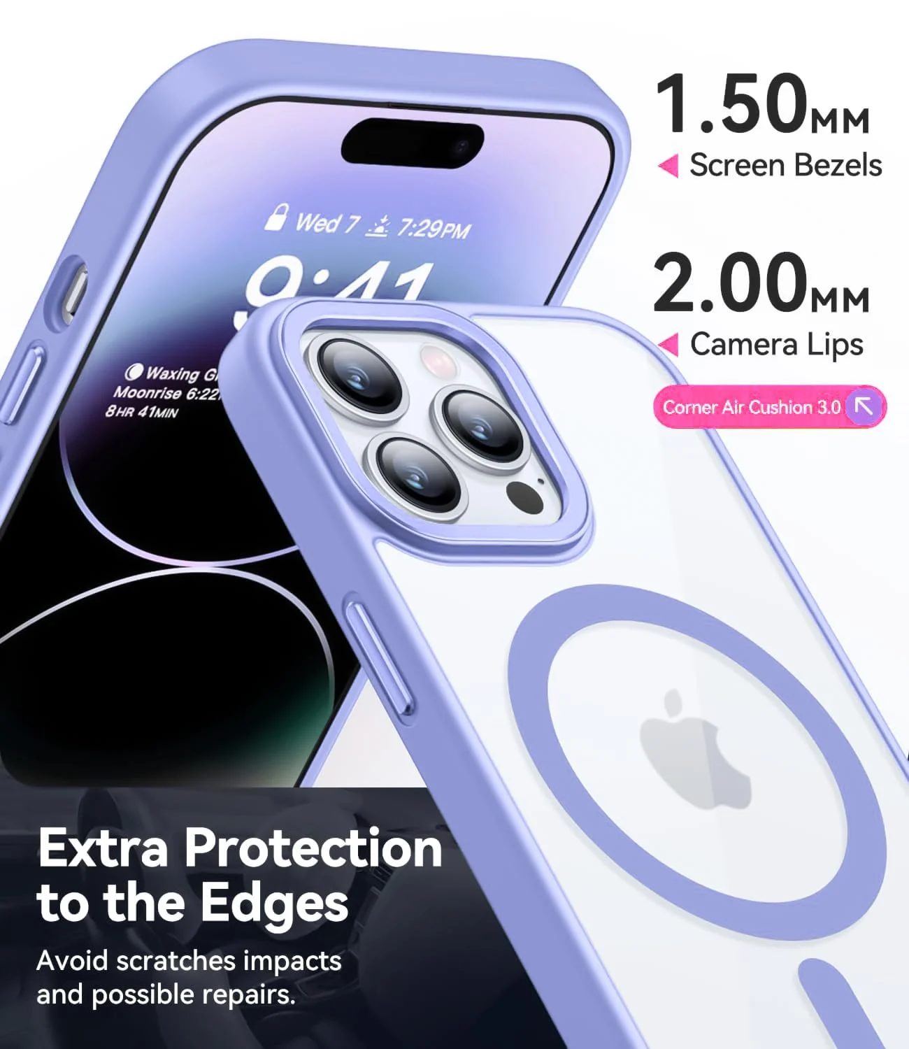 DL3 Mobilak Clear MagSafe-Compatible Magnetic Case for iPhone 16 Pro with Military-Grade Protection - Sierra Blue
