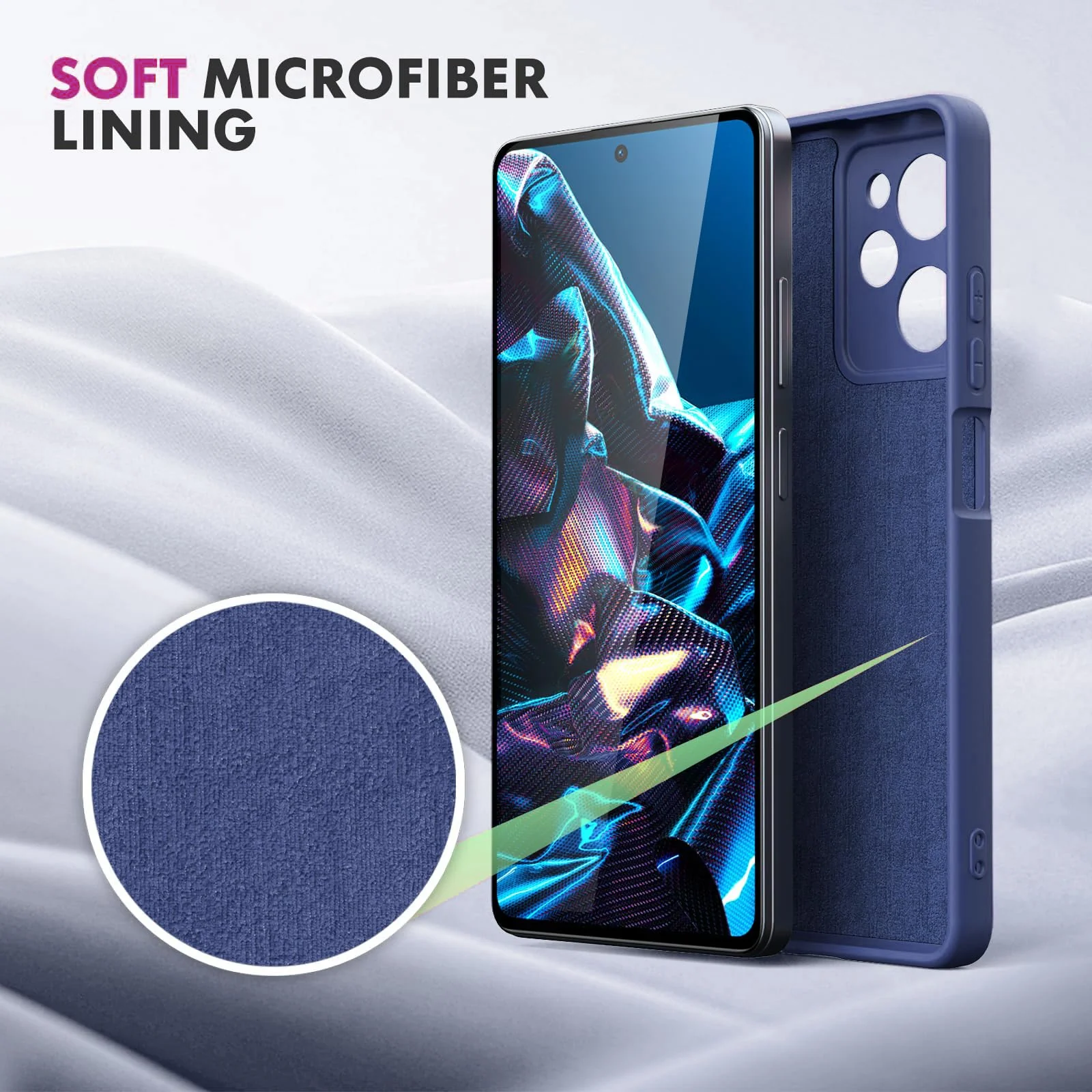 DL3 Mobilak Silicone Protective Case for POCO X5 Pro 5G, Shock-absorbing protection, Scratch-resistant surface, Soft microfiber lining - Blue 1
