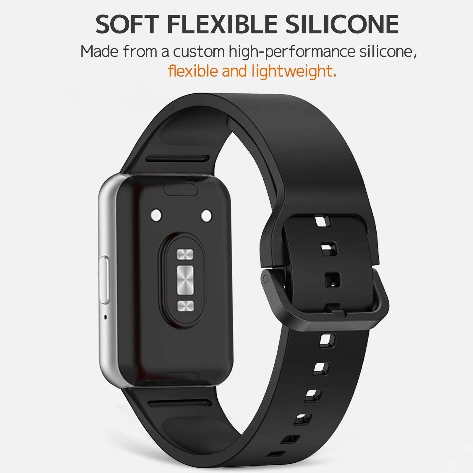 DL3 MOBILAK Silicone Bracelet for Samsung Galaxy Fit 3 Strap, Soft Silicone Sport Replacement Strap For Women/Men, Adjustable Waterproof Sports Band - Black