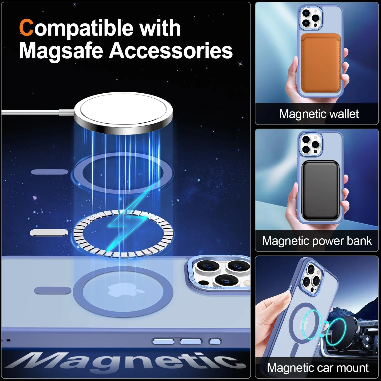 DL3 Mobilak Case for iPhone 15 Pro 6.1-Inch Magnetic Translucent Matte Phone Cases [Compatible with MagSafe] Thin Slim Fit Shockproof Hard Protective Cover for Women Men Girls - Baby Blue