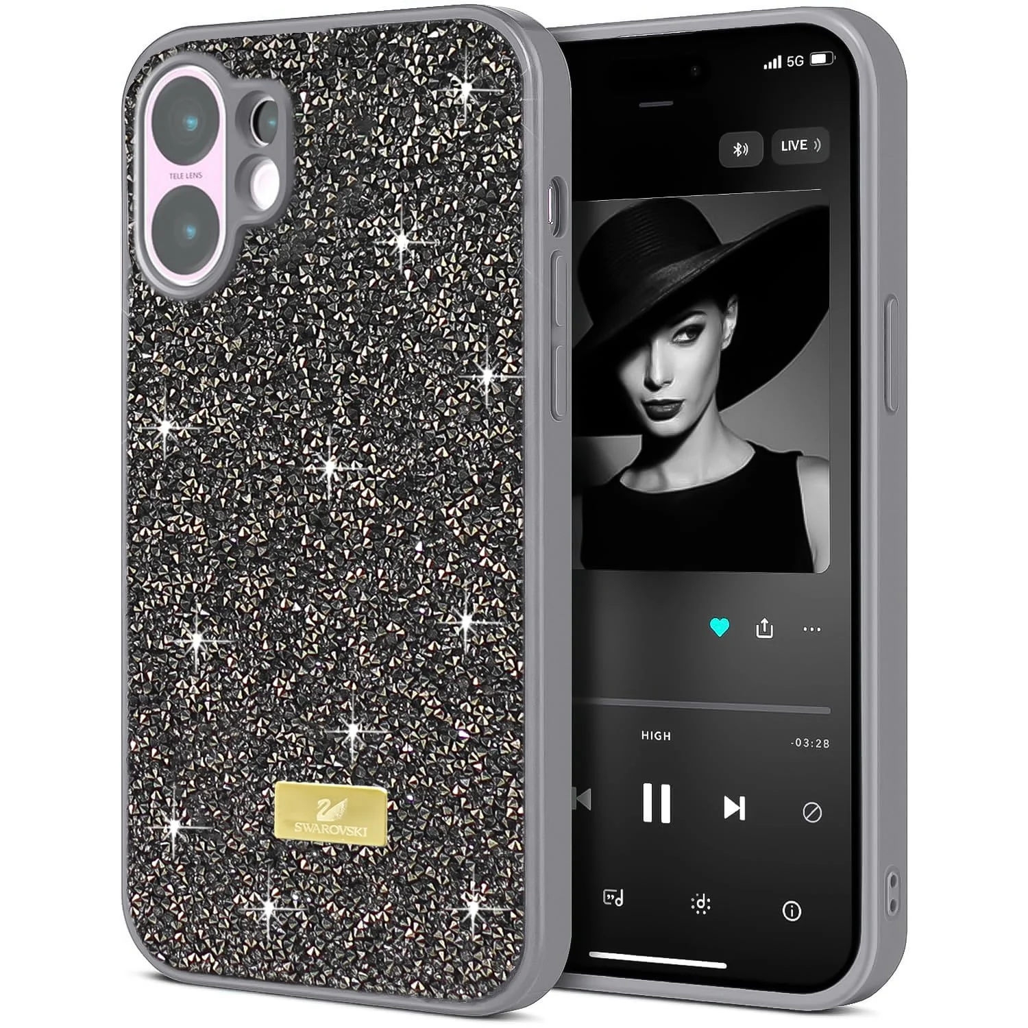 5.5 — DL3 Mobilak Case for Vivo V60 5G Glitter, Sparkle Diamond Crystal Bling Case with Bling, Ultra Thin Lightweight Full Body Shockproof Anti-Scratch Protective Cover