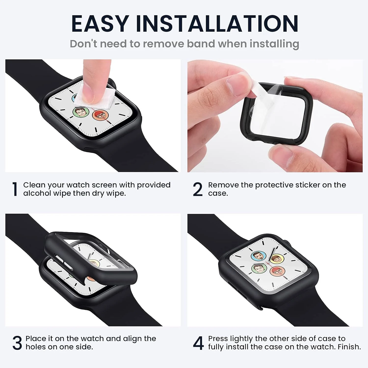 DL3 Mobilak Hard Case Designed for Apple Watch SE 6 5 4 40mm, Built-in 9H [HD Clear] Tempered Glass Screen Protector, [Full Protection] Slim Cover for iWatchSE 6 5 4 40mm - Black