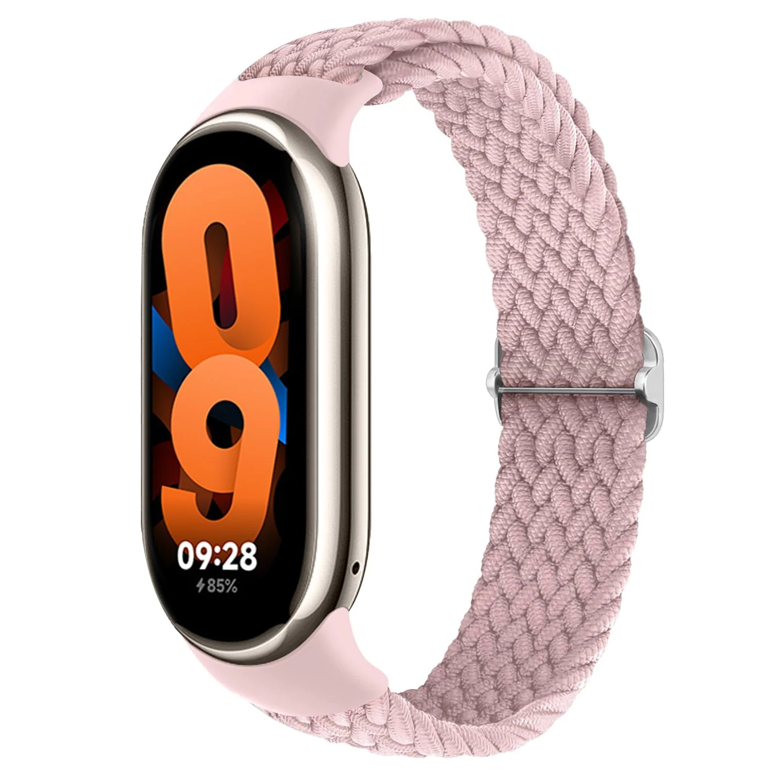 DL3 Mobilak For Xiaomi Mi Band 10/9/8 strap, Braided Solo Loop for Nylon Elastic Adjustable Replacement Wristband Compatible with Xiaomi Smart Band 10/Smart Band 9/Smart Band8 - Light Pink