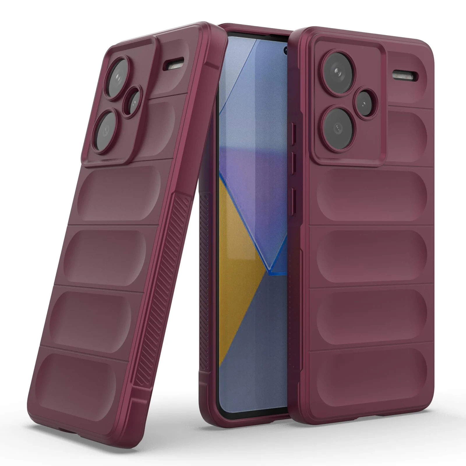 DL3 Mobilak Soft Silicone Protective Case for Xiaomi Redmi Note 13 Pro+ Plus 5G with Camera Protection and Shockproof Design - Wine Red