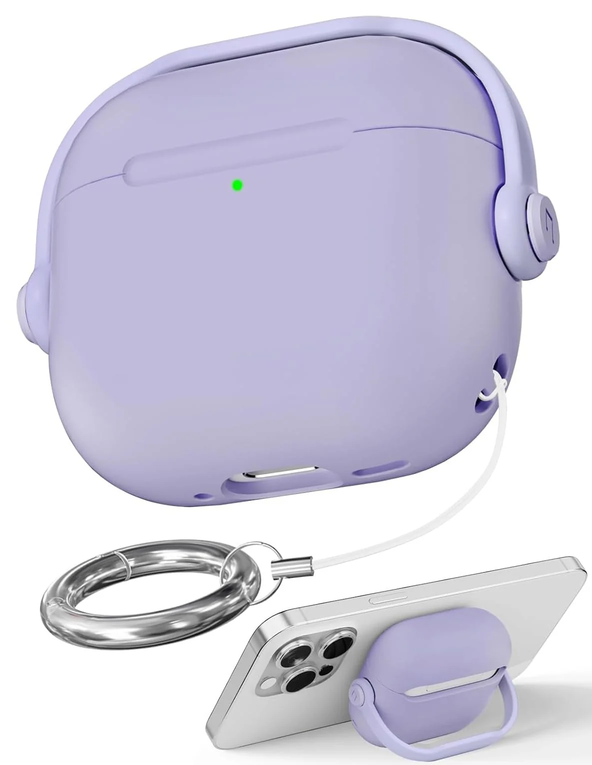 DL3 Mobilak Protective Case for AirPods Pro 2 [With Closure Lid] [Front LED Visible] [With Wrist Strap] Skin Case Compatible with 2022 AirPods Pro 2nd Generation - Light Purple