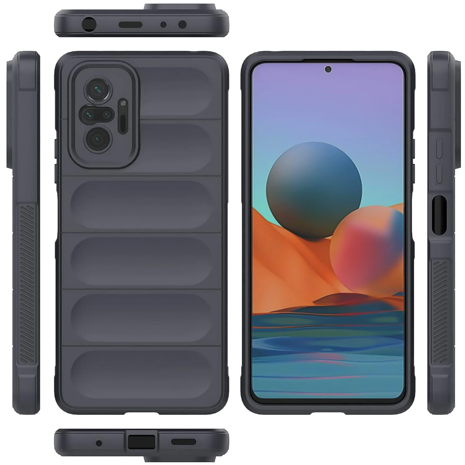 DL3 Mobilak Flexible Silicone and TPU Protective Case with Camera Protection for Xiaomi Redmi Note 10 Pro / Note 10 Pro Max - Dark Gray