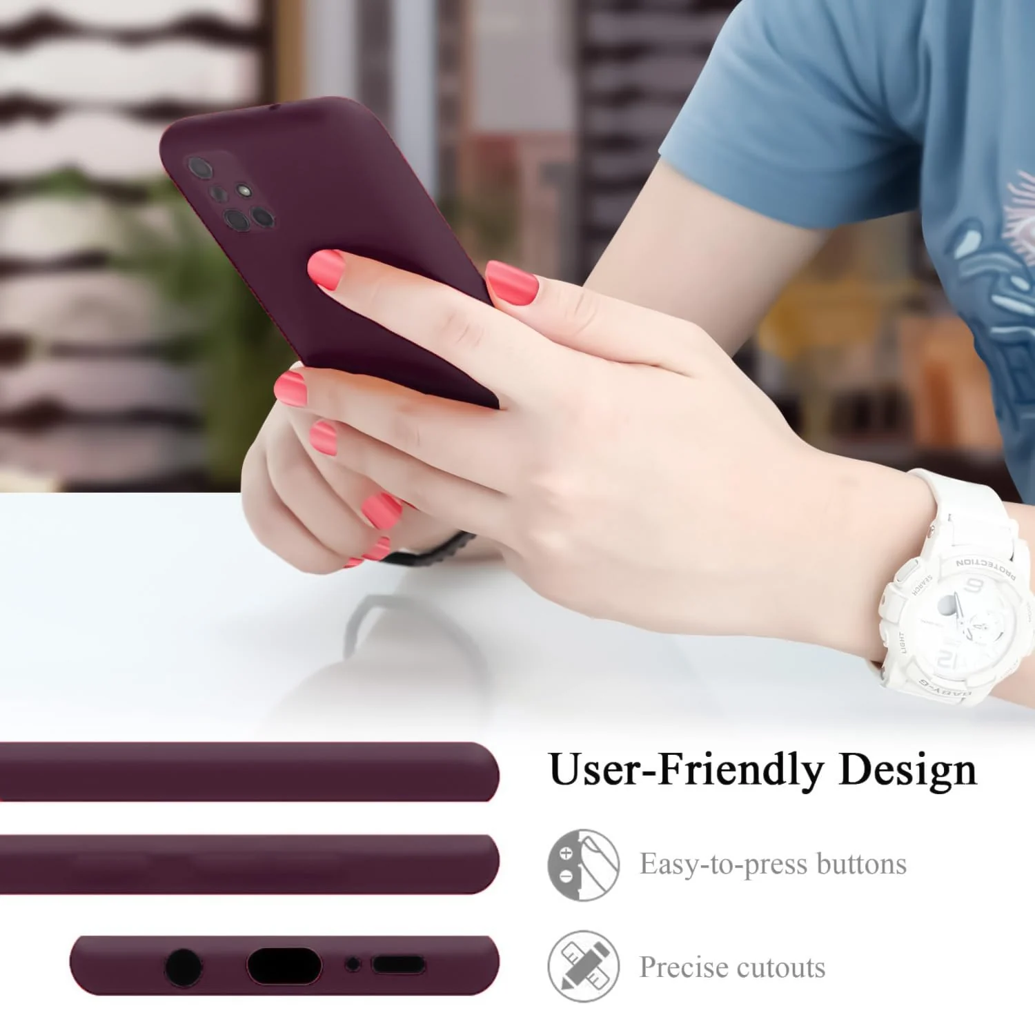 DL3 Mobilak Soft Silicone Protective Case for Samsung Galaxy A71 with Microfiber Lining and Shockproof Design - Wine Red
