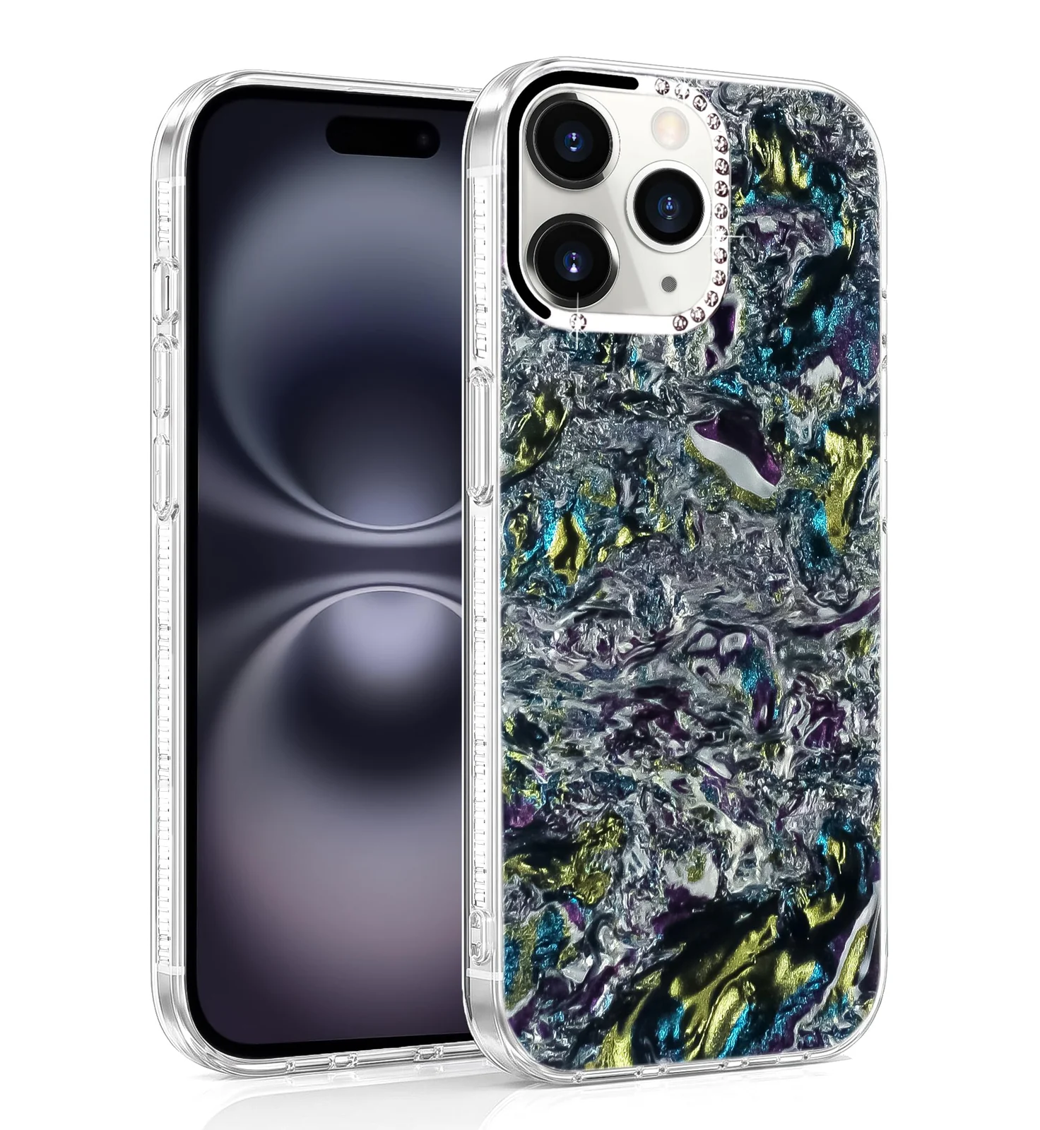 DL3 Mobilak Glitter Rhinestone Protective Case for iPhone 15 Pro Max with Shockproof Design - Multi Color